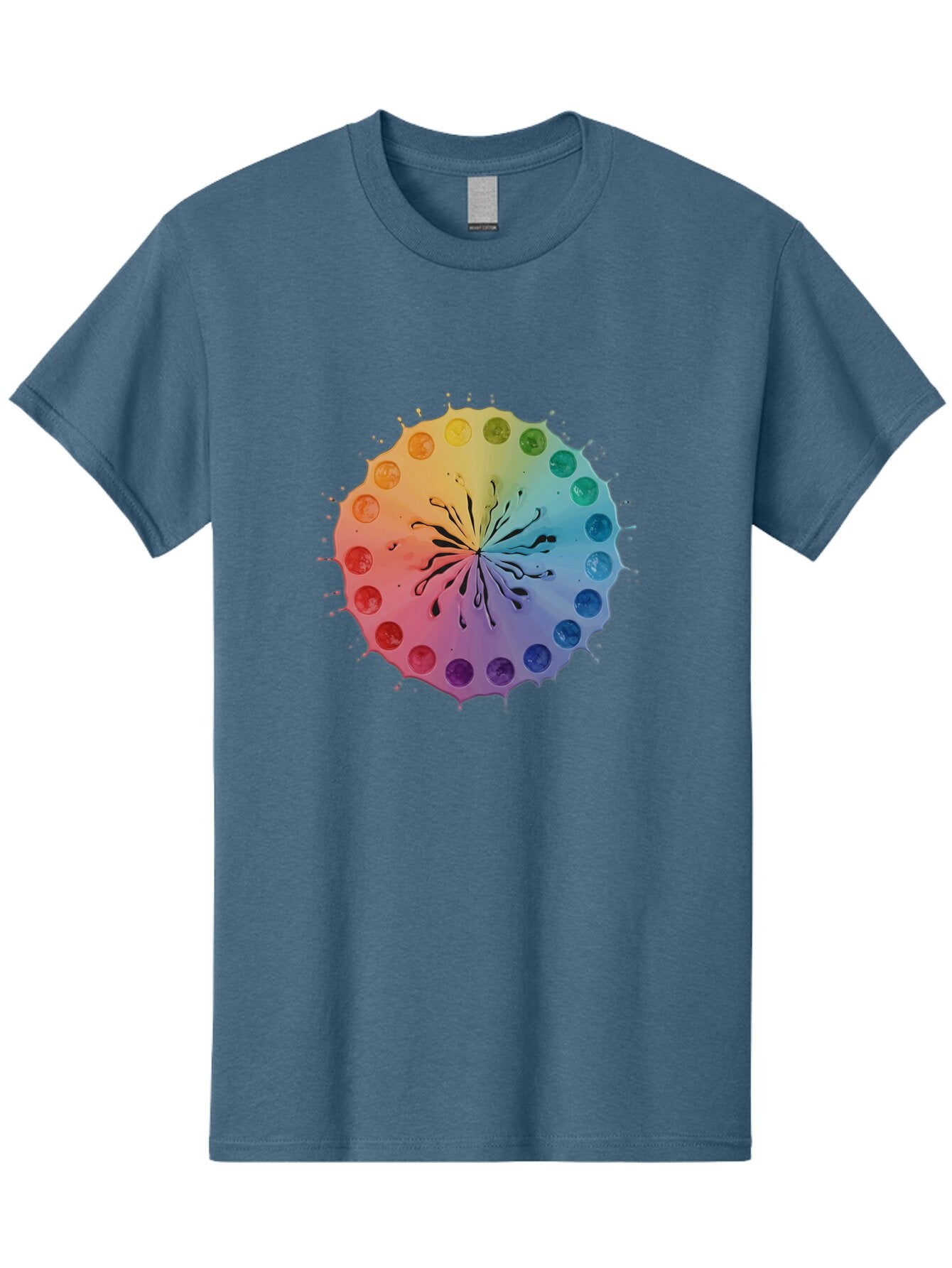 Rainbow-Ink-Splatter Men'S Graphic Tee, 100% Cotton, Comfortable Casual Summer Wear, Machine Washable, Vintage Camera, Old Camera, Antique Camera, Black Camera, Classic Photography, Photography Equipment, Nostalgic Device, Film Camera, Bap900 12