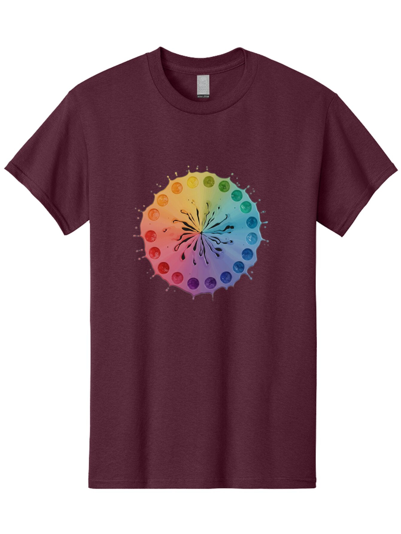 Rainbow-Ink-Splatter Men'S Graphic Tee, 100% Cotton, Comfortable Casual Summer Wear, Machine Washable, Vintage Camera, Old Camera, Antique Camera, Black Camera, Classic Photography, Photography Equipment, Nostalgic Device, Film Camera, Bap900
