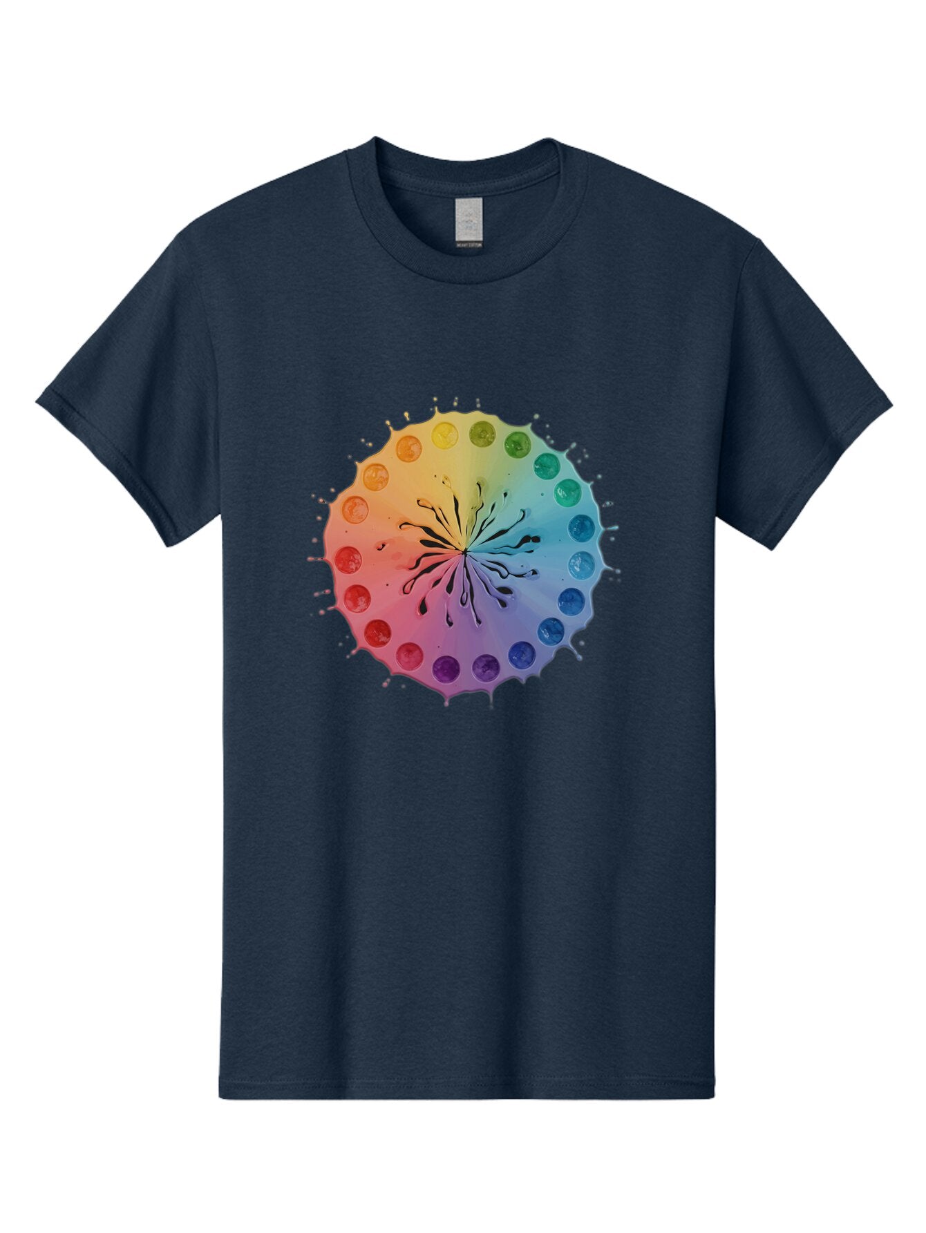 Rainbow-Ink-Splatter Men'S Graphic Tee, 100% Cotton, Comfortable Casual Summer Wear, Machine Washable, Vintage Camera, Old Camera, Antique Camera, Black Camera, Classic Photography, Photography Equipment, Nostalgic Device, Film Camera, Bap900 11
