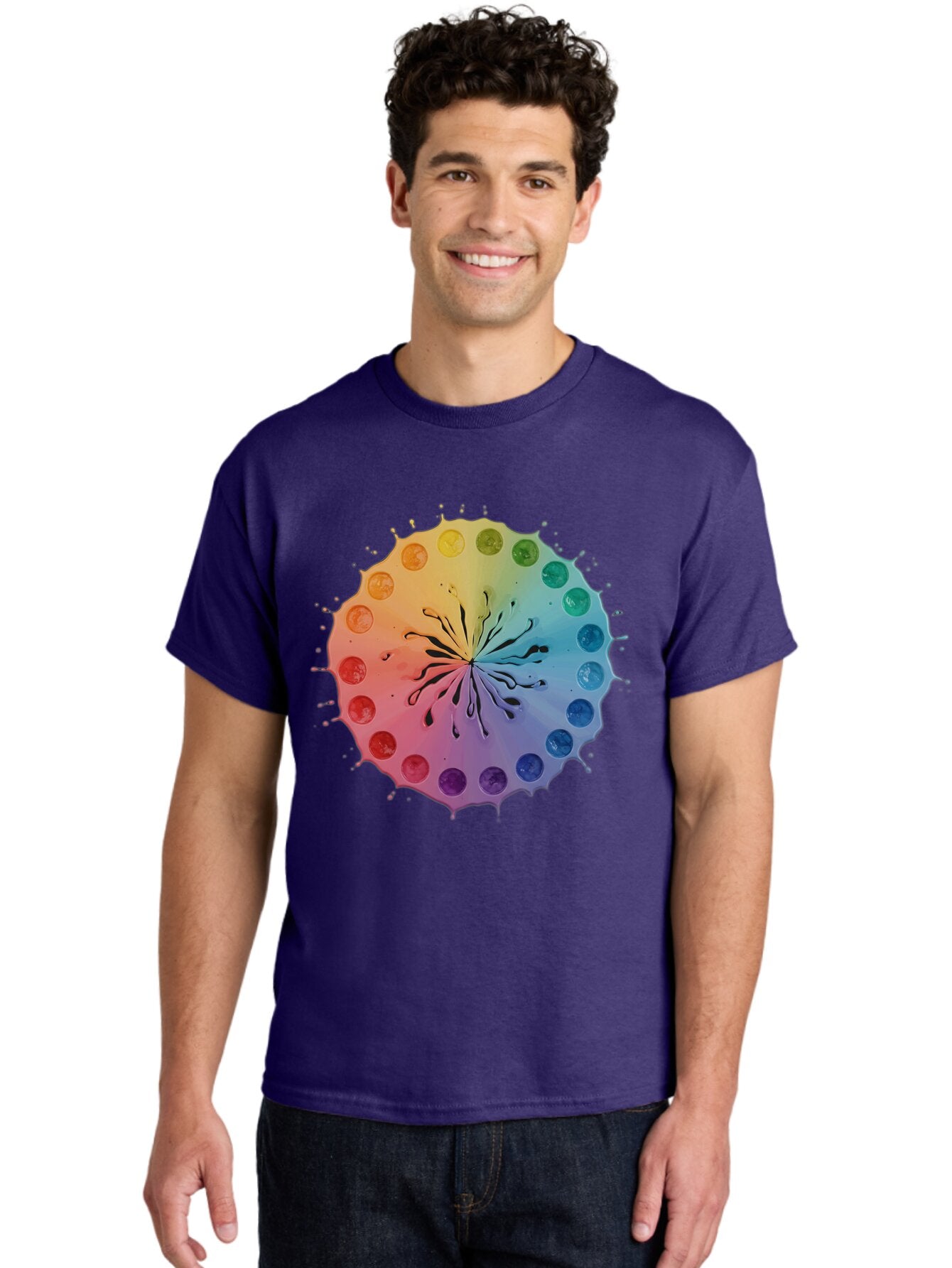 Rainbow-Ink-Splatter Men'S Graphic Tee, 100% Cotton, Comfortable Casual Summer Wear, Machine Washable, Vintage Camera, Old Camera, Antique Camera, Black Camera, Classic Photography, Photography Equipment, Nostalgic Device, Film Camera, Bap900 16