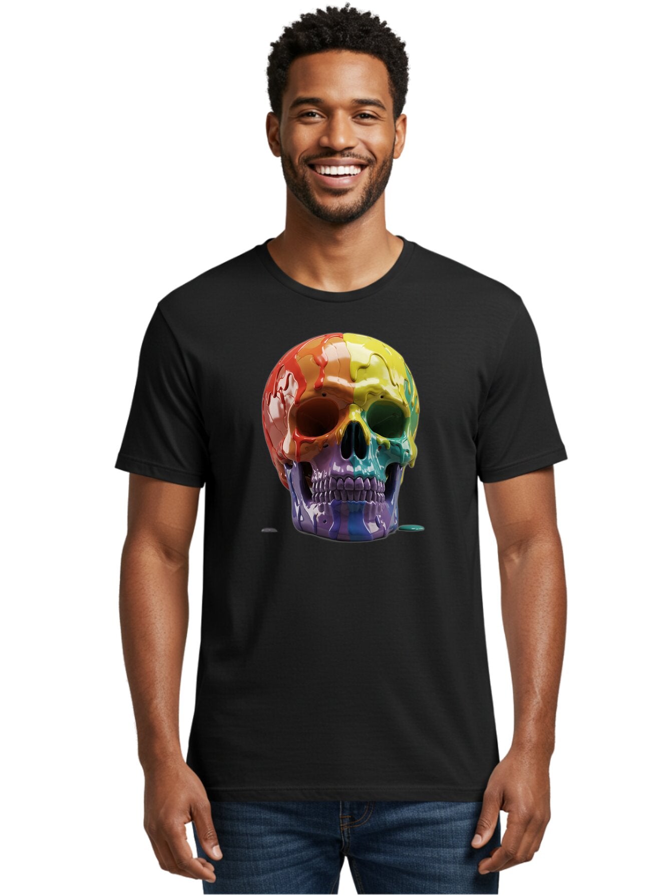 Rainbow-Skull-1 Men'S Graphic Tee, 100% Cotton, Comfortable Casual Summer Wear, Machine Washable, Vintage Camera, Old Camera, Antique Camera, Black Camera, Classic Photography, Photography Equipment, Nostalgic Device, Film Camera, Camera Art Bap902 22