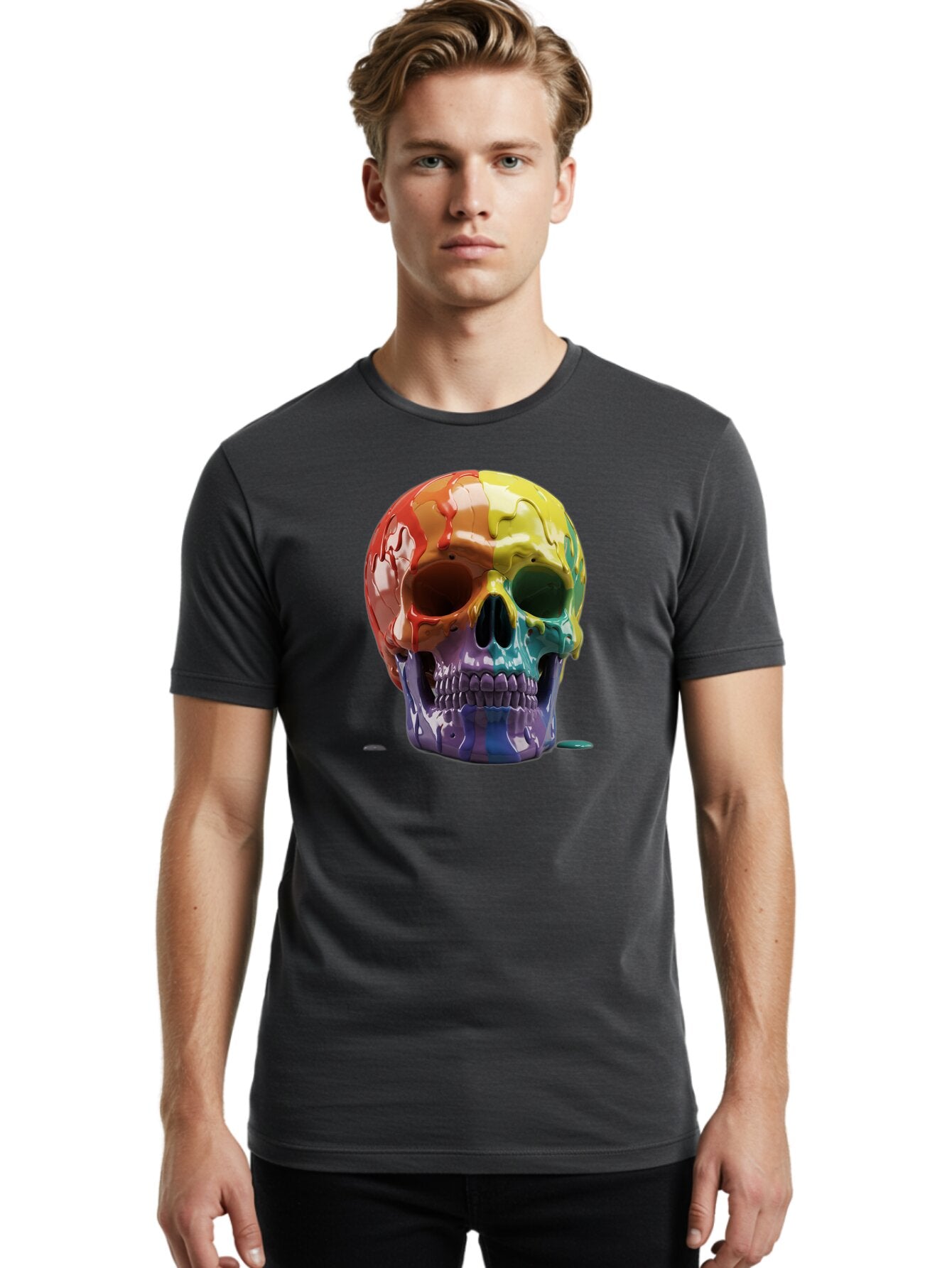 Rainbow-Skull-1 Men'S Graphic Tee, 100% Cotton, Comfortable Casual Summer Wear, Machine Washable, Vintage Camera, Old Camera, Antique Camera, Black Camera, Classic Photography, Photography Equipment, Nostalgic Device, Film Camera, Camera Art Bap902 27