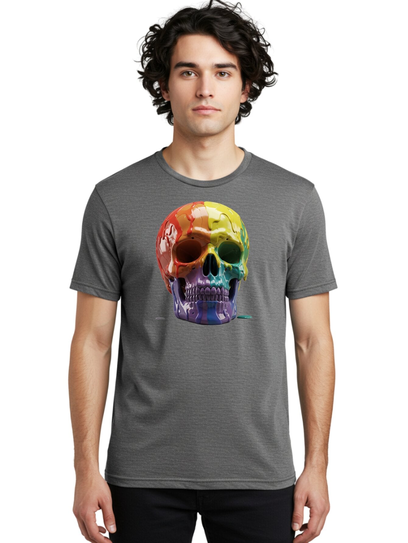 Rainbow-Skull-1 Men'S Graphic Tee, 100% Cotton, Comfortable Casual Summer Wear, Machine Washable, Vintage Camera, Old Camera, Antique Camera, Black Camera, Classic Photography, Photography Equipment, Nostalgic Device, Film Camera, Camera Art Bap902 16