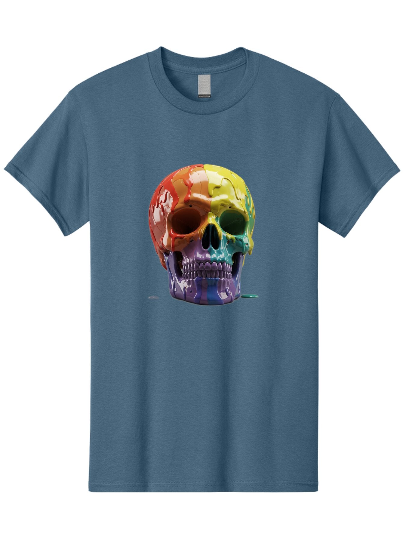 Rainbow-Skull-1 Men'S Graphic Tee, 100% Cotton, Comfortable Casual Summer Wear, Machine Washable, Vintage Camera, Old Camera, Antique Camera, Black Camera, Classic Photography, Photography Equipment, Nostalgic Device, Film Camera, Camera Art Bap902