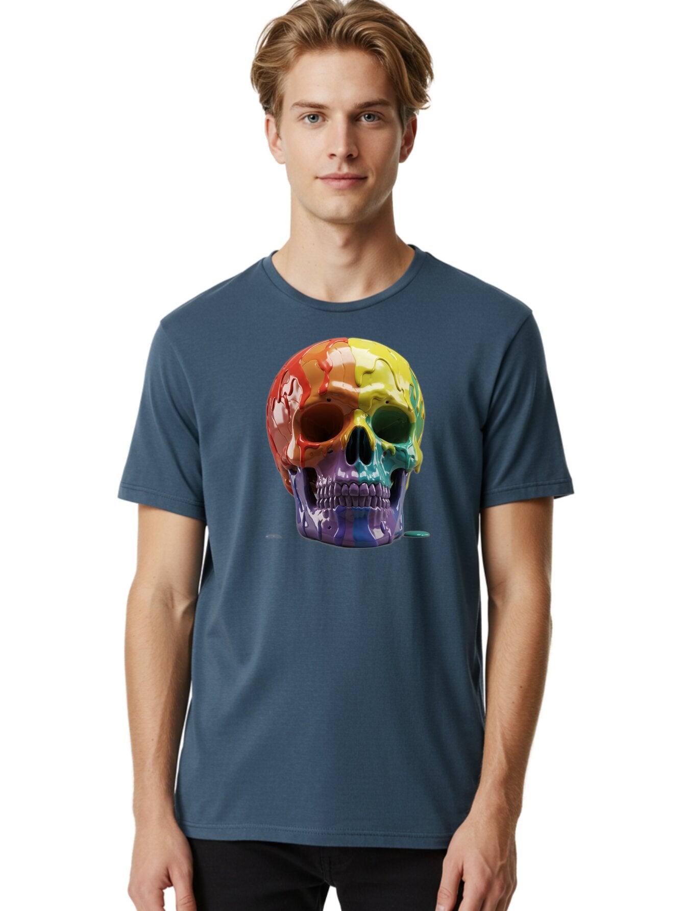 Rainbow-Skull-1 Men'S Graphic Tee, 100% Cotton, Comfortable Casual Summer Wear, Machine Washable, Vintage Camera, Old Camera, Antique Camera, Black Camera, Classic Photography, Photography Equipment, Nostalgic Device, Film Camera, Camera Art Bap902 21