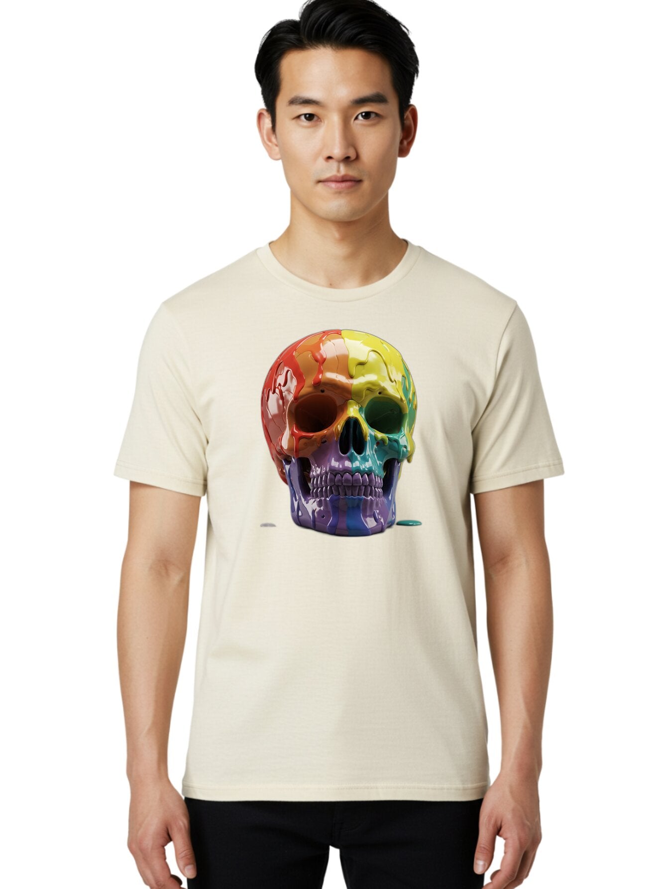Rainbow-Skull-1 Men'S Graphic Tee, 100% Cotton, Comfortable Casual Summer Wear, Machine Washable, Vintage Camera, Old Camera, Antique Camera, Black Camera, Classic Photography, Photography Equipment, Nostalgic Device, Film Camera, Camera Art Bap902 24