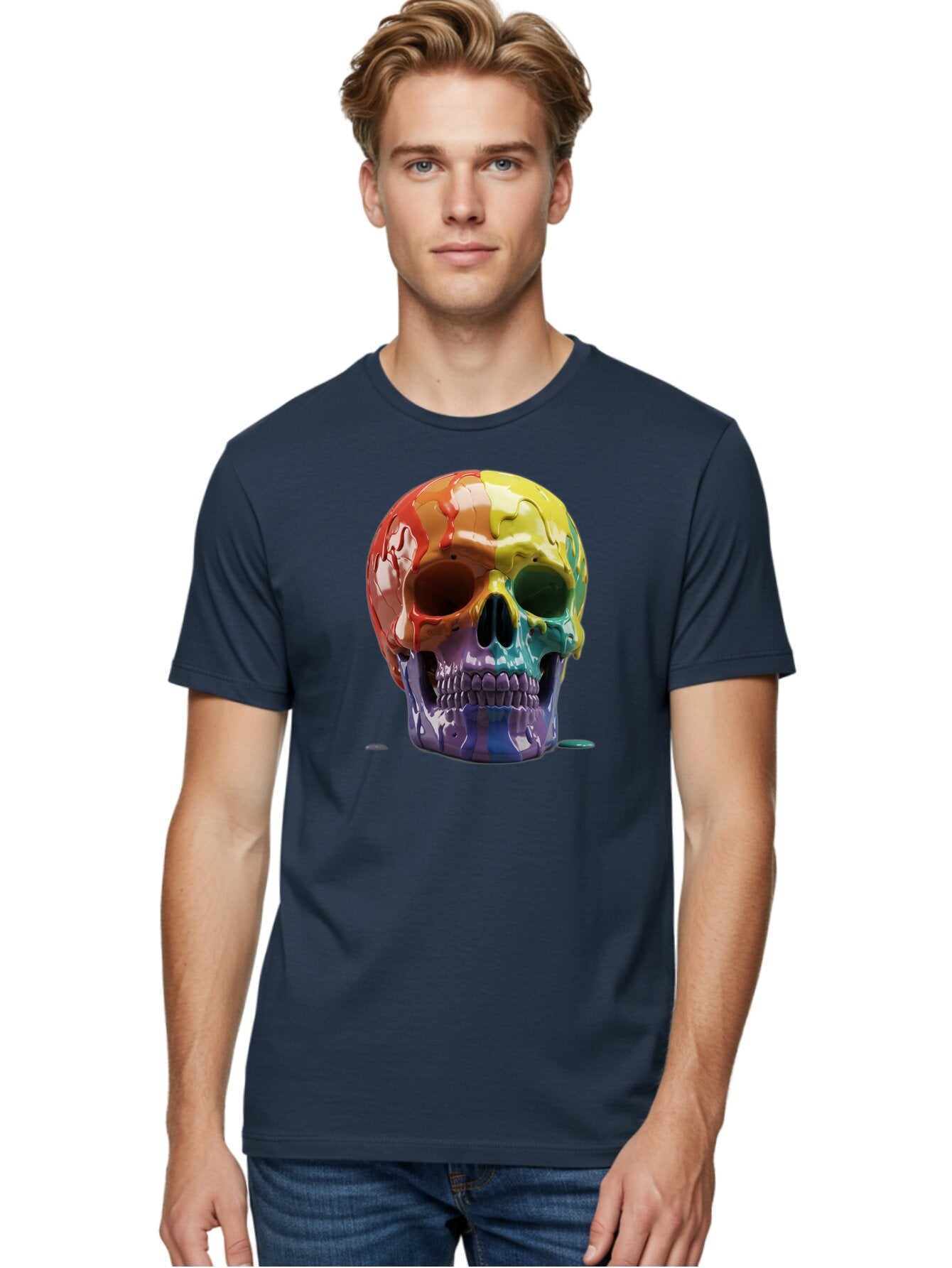 Rainbow-Skull-1 Men'S Graphic Tee, 100% Cotton, Comfortable Casual Summer Wear, Machine Washable, Vintage Camera, Old Camera, Antique Camera, Black Camera, Classic Photography, Photography Equipment, Nostalgic Device, Film Camera, Camera Art Bap902 28