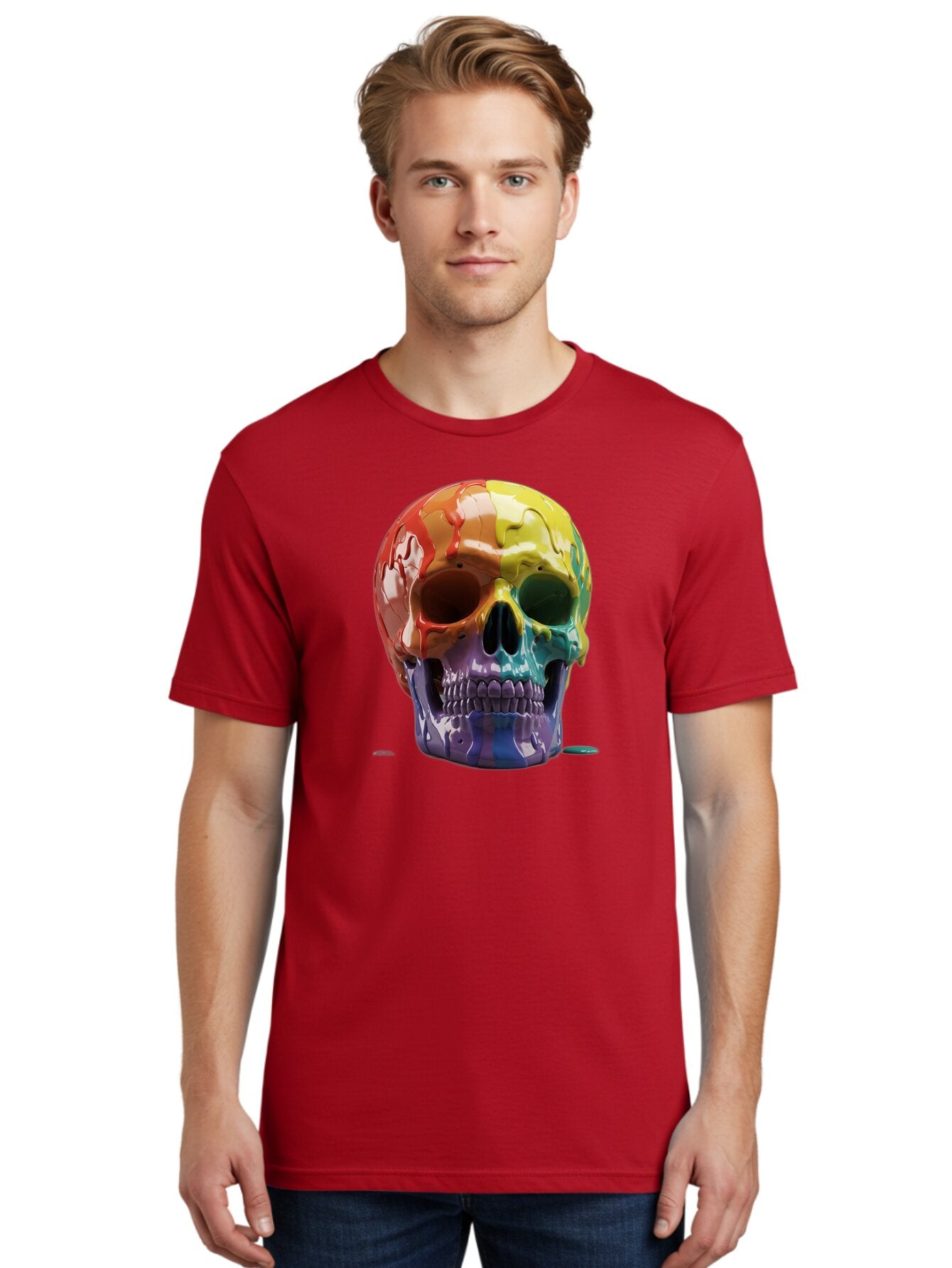 Rainbow-Skull-1 Men'S Graphic Tee, 100% Cotton, Comfortable Casual Summer Wear, Machine Washable, Vintage Camera, Old Camera, Antique Camera, Black Camera, Classic Photography, Photography Equipment, Nostalgic Device, Film Camera, Camera Art Bap902 23