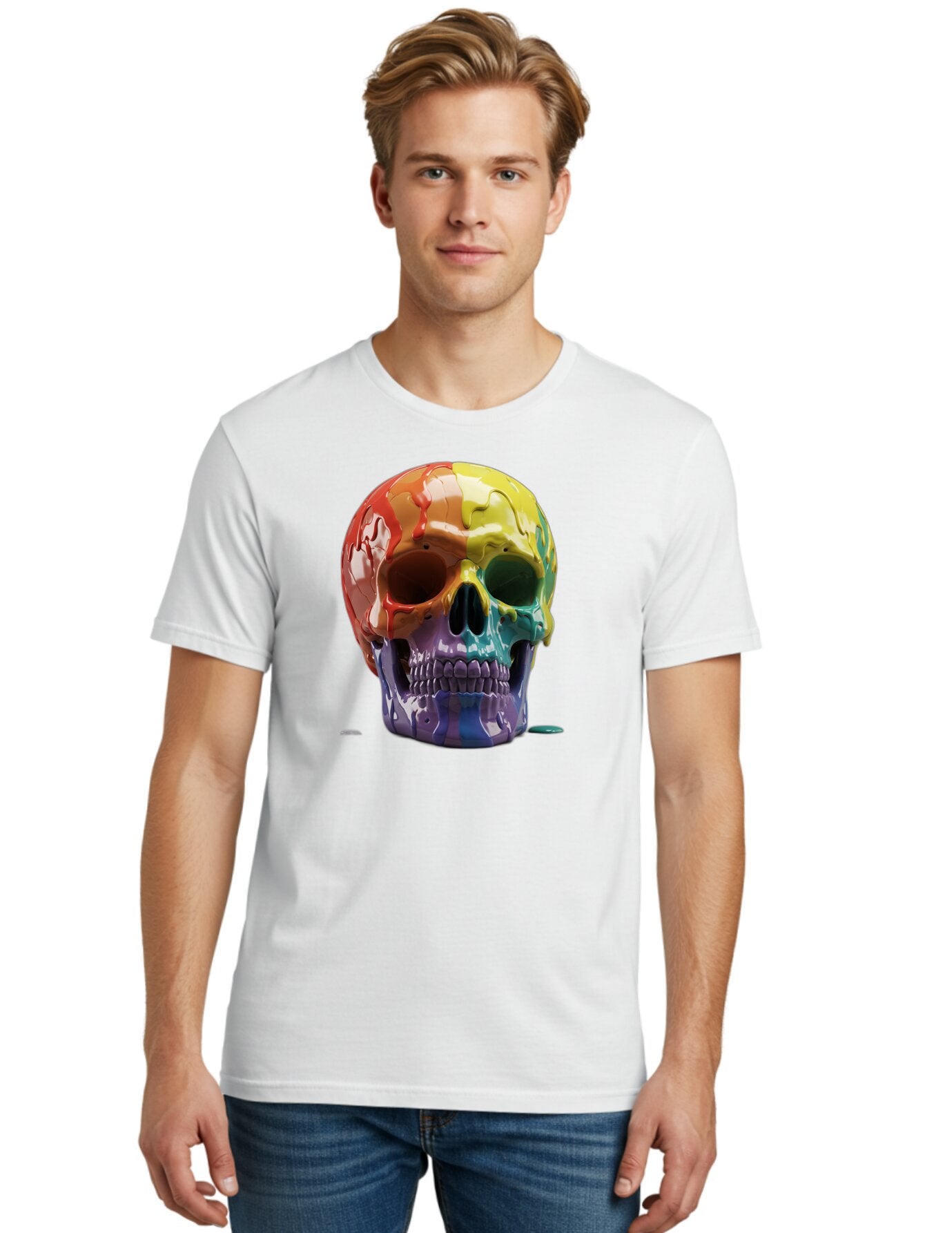 Rainbow-Skull-1 Men'S Graphic Tee, 100% Cotton, Comfortable Casual Summer Wear, Machine Washable, Vintage Camera, Old Camera, Antique Camera, Black Camera, Classic Photography, Photography Equipment, Nostalgic Device, Film Camera, Camera Art Bap902 29