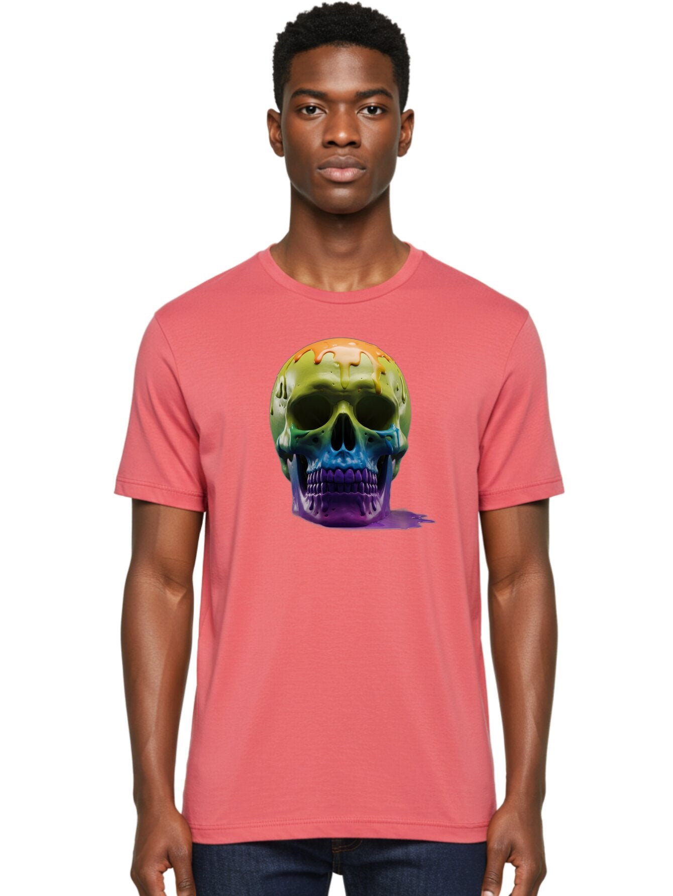 Rainbow-Skull-2 Men'S Graphic Tee, 100% Cotton, Comfortable Casual Summer Wear, Machine Washable, Vintage Camera, Old Camera, Antique Camera, Black Camera, Classic Photography, Photography Equipment, Nostalgic Device, Film Camera, Camera Art Bap903 21