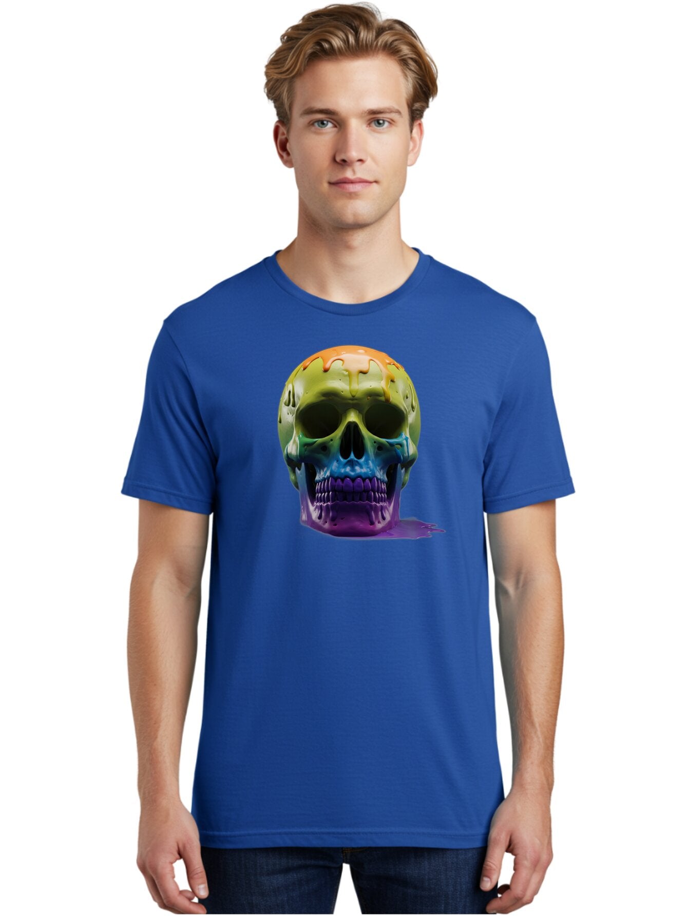 Rainbow-Skull-2 Men'S Graphic Tee, 100% Cotton, Comfortable Casual Summer Wear, Machine Washable, Vintage Camera, Old Camera, Antique Camera, Black Camera, Classic Photography, Photography Equipment, Nostalgic Device, Film Camera, Camera Art Bap903 24