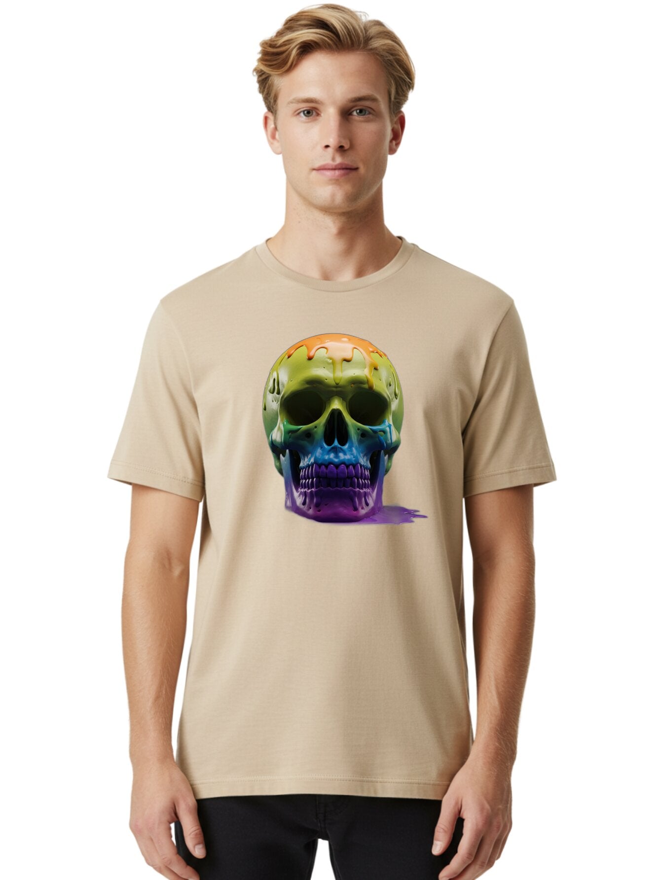 Rainbow-Skull-2 Men'S Graphic Tee, 100% Cotton, Comfortable Casual Summer Wear, Machine Washable, Vintage Camera, Old Camera, Antique Camera, Black Camera, Classic Photography, Photography Equipment, Nostalgic Device, Film Camera, Camera Art Bap903 27