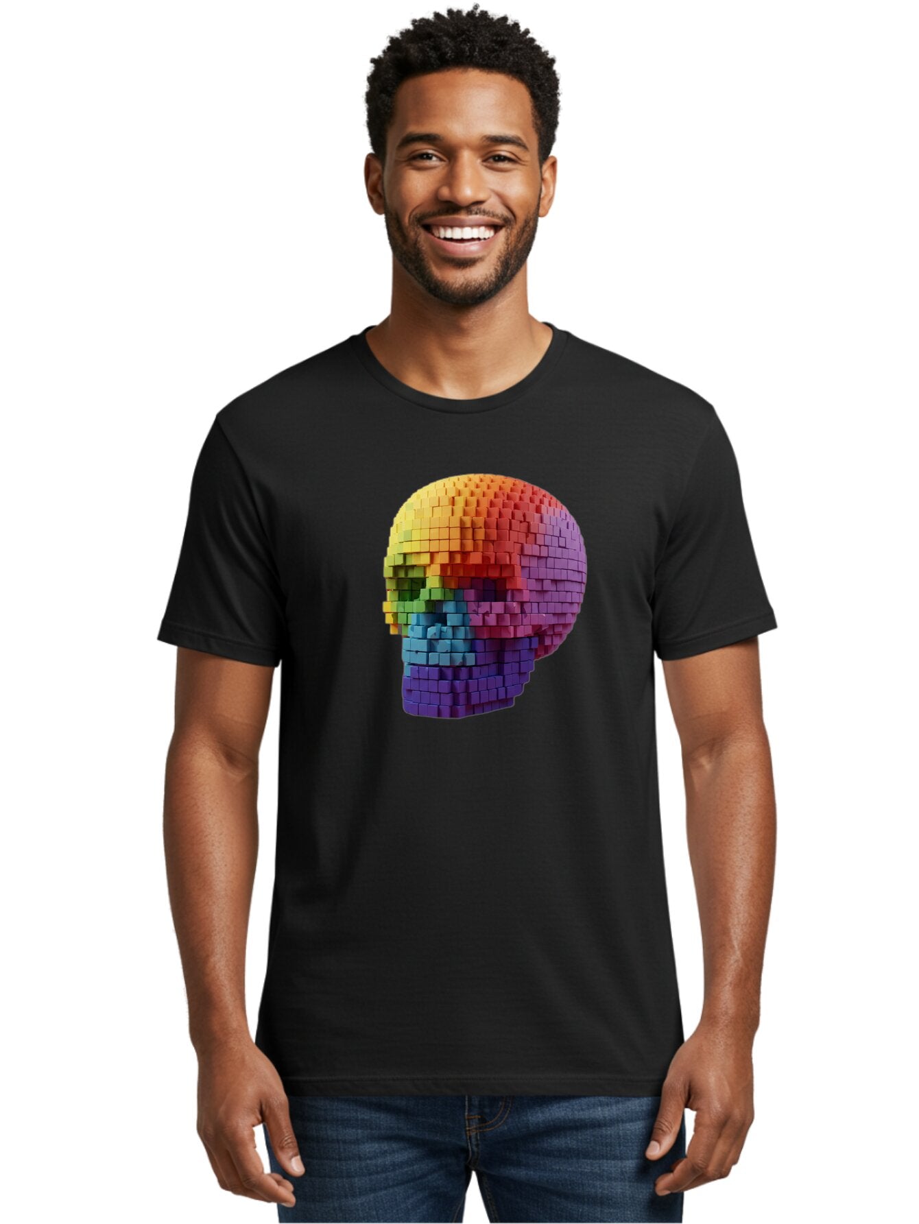 Rainbow-Skull-3 Men'S Graphic Tee, 100% Cotton, Comfortable Casual Summer Wear, Machine Washable, Vintage Camera, Old Camera, Antique Camera, Black Camera, Classic Photography, Photography Equipment, Nostalgic Device, Film Camera, Camera Art Bap904 29
