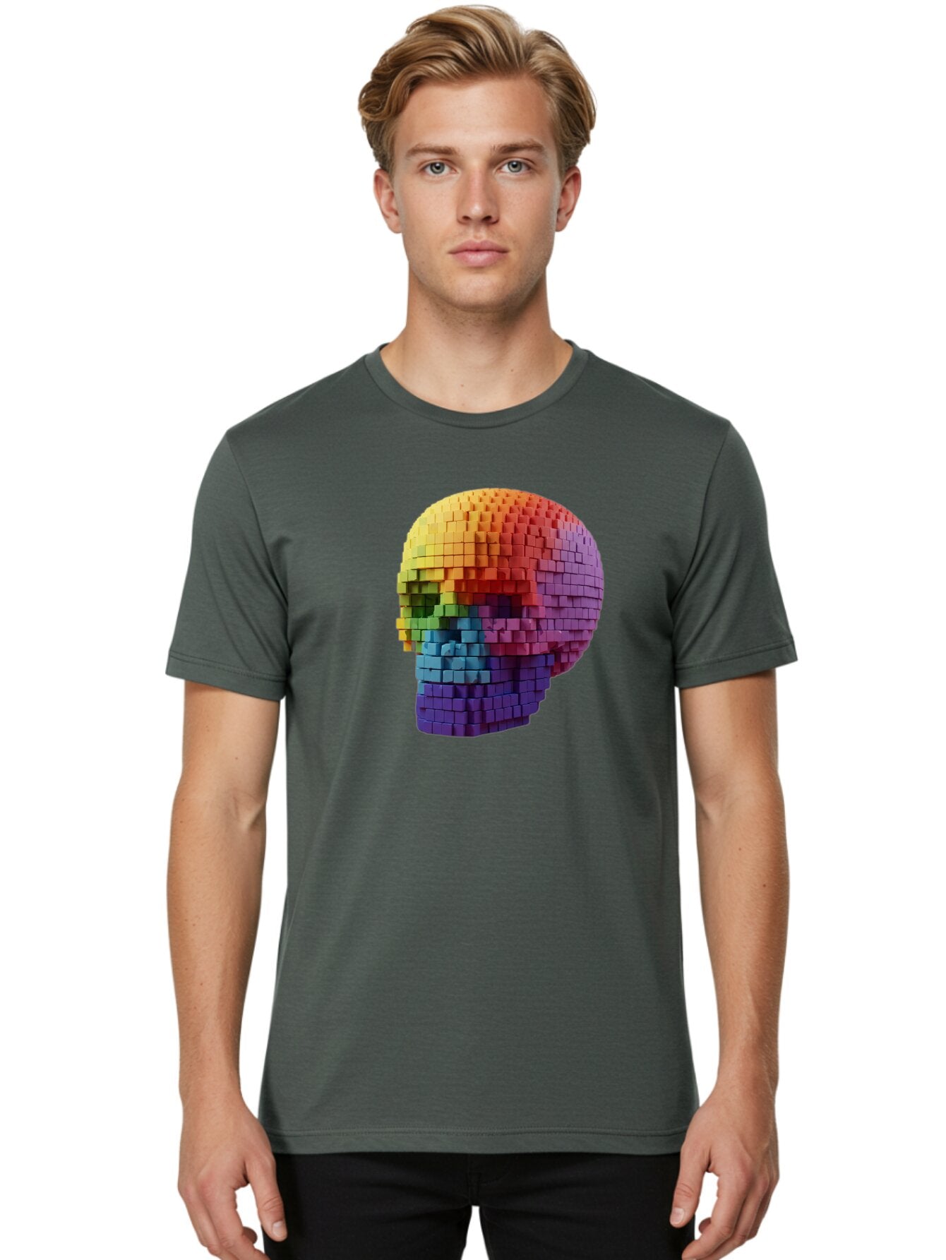 Rainbow-Skull-3 Men'S Graphic Tee, 100% Cotton, Comfortable Casual Summer Wear, Machine Washable, Vintage Camera, Old Camera, Antique Camera, Black Camera, Classic Photography, Photography Equipment, Nostalgic Device, Film Camera, Camera Art Bap904 23