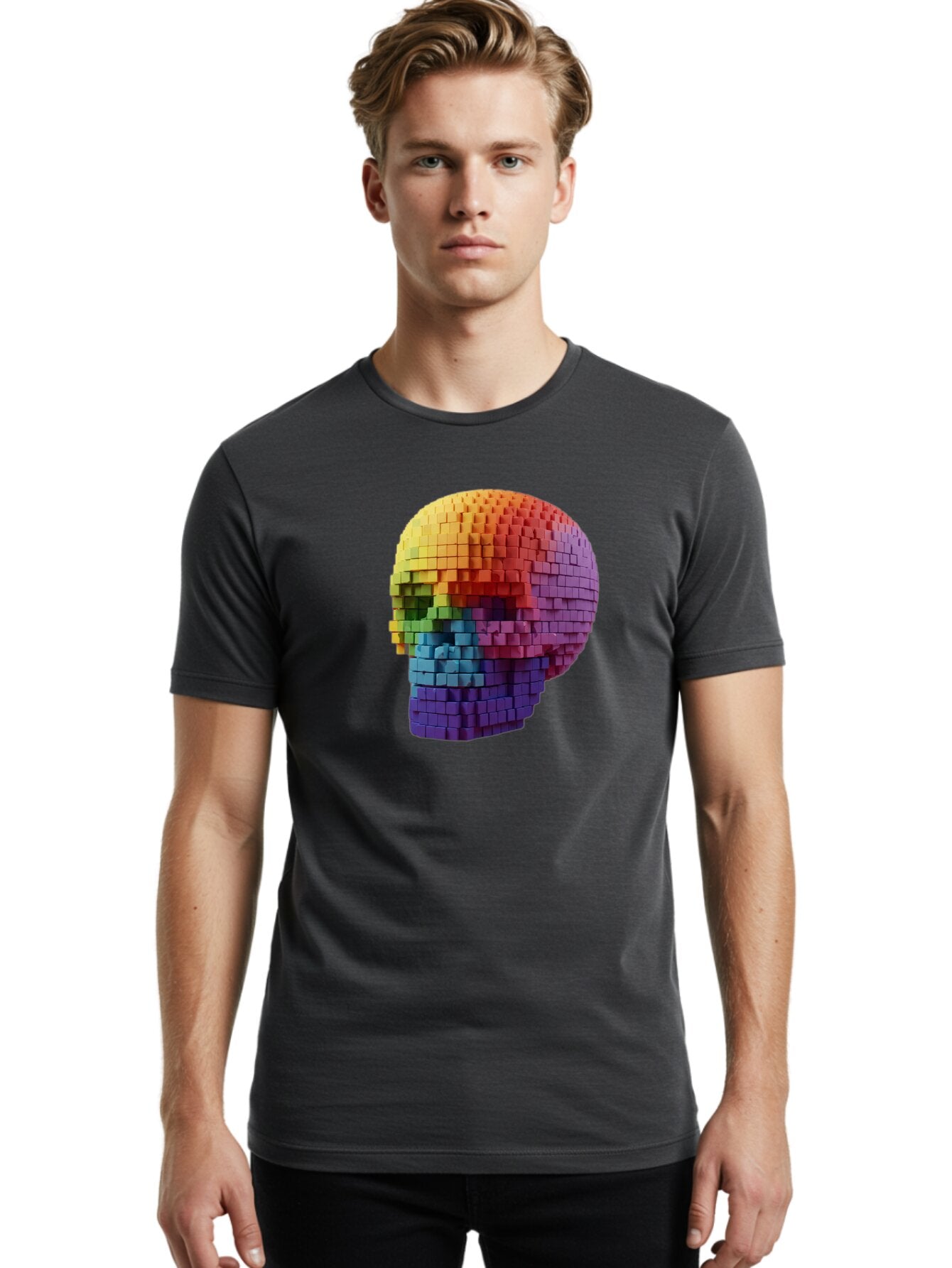 Rainbow-Skull-3 Men'S Graphic Tee, 100% Cotton, Comfortable Casual Summer Wear, Machine Washable, Vintage Camera, Old Camera, Antique Camera, Black Camera, Classic Photography, Photography Equipment, Nostalgic Device, Film Camera, Camera Art Bap904 22
