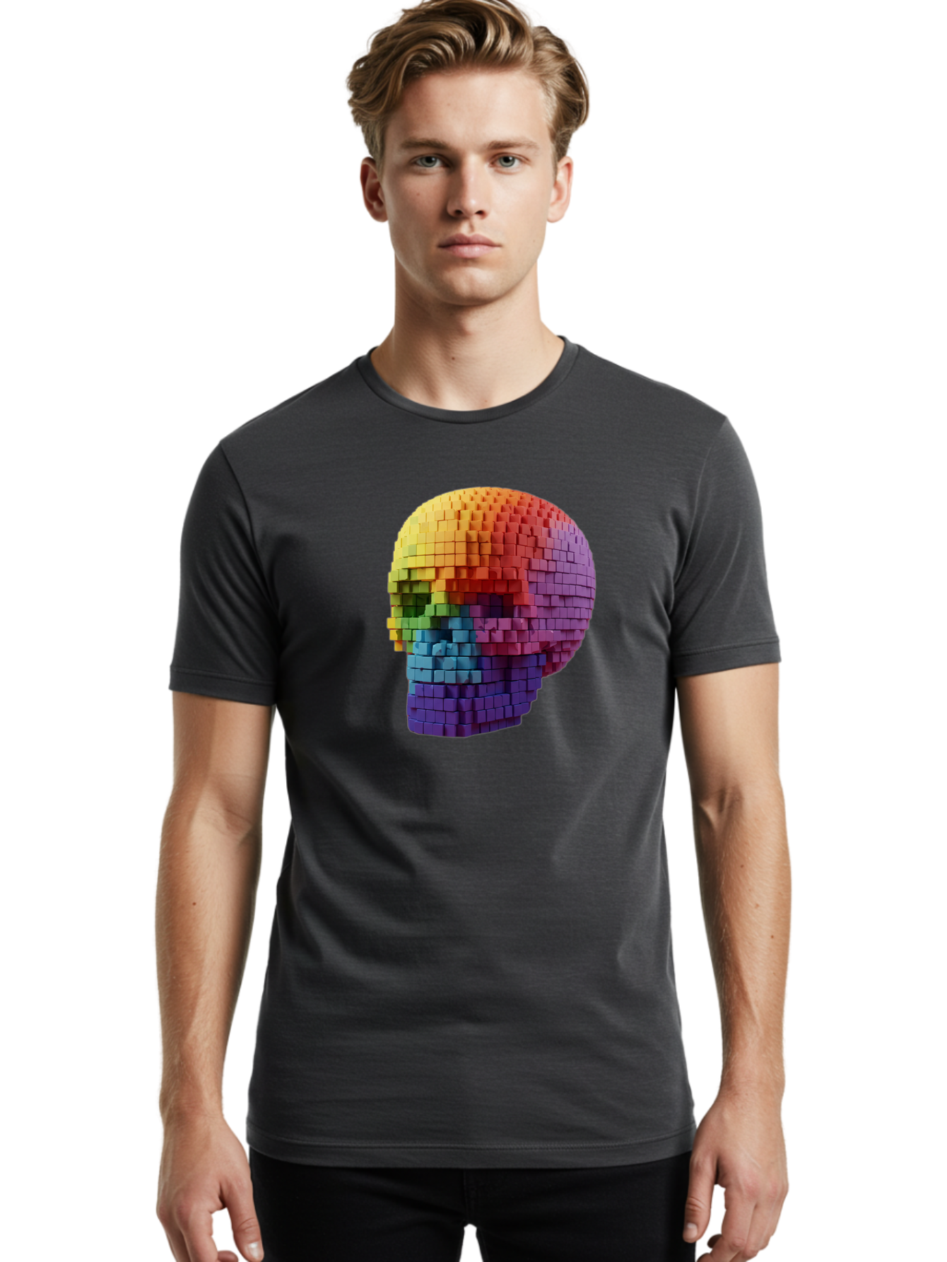 Rainbow-Skull-3 Men'S Graphic Tee, 100% Cotton, Comfortable Casual Summer Wear, Machine Washable, Vintage Camera, Old Camera, Antique Camera, Black Camera, Classic Photography, Photography Equipment, Nostalgic Device, Film Camera, Camera Art Bap904 10