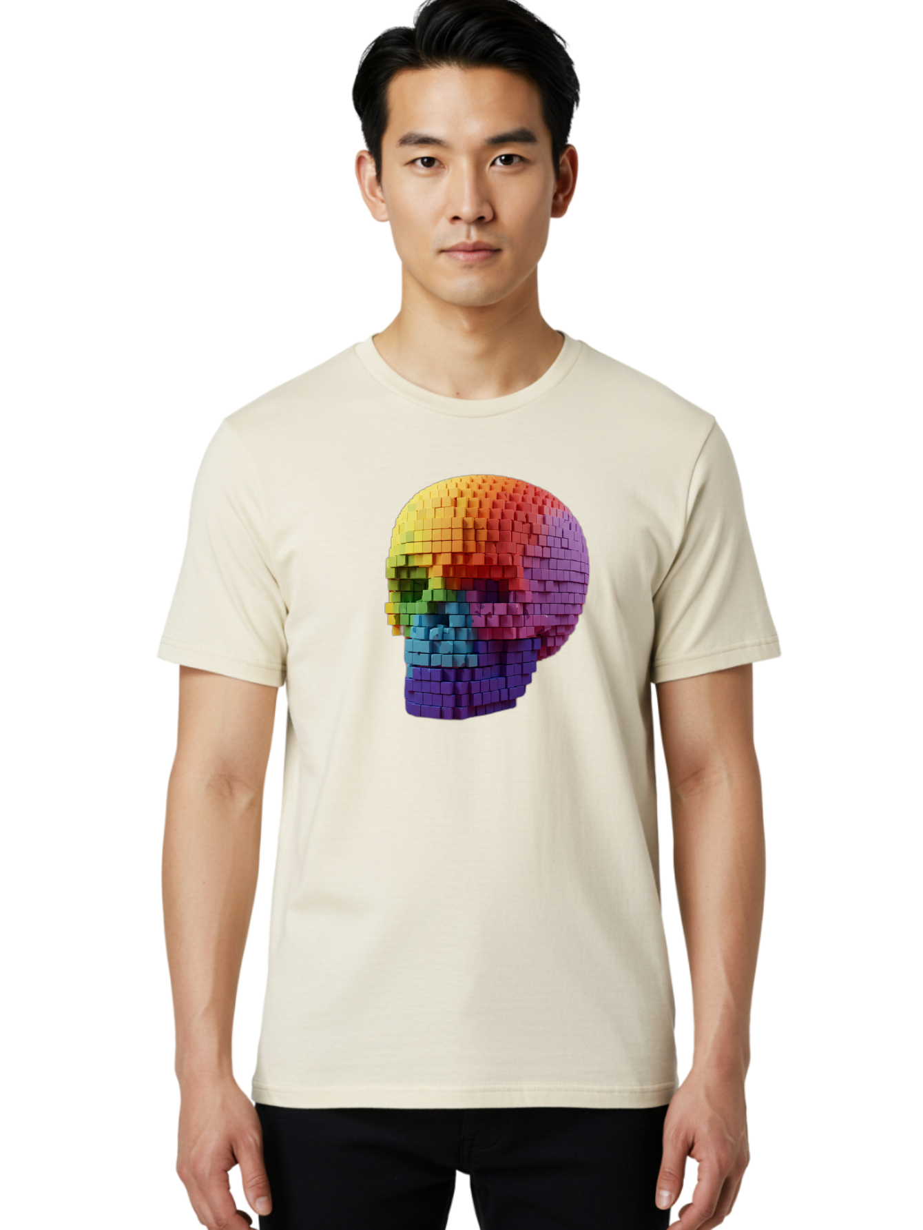 Rainbow-Skull-3 Men'S Graphic Tee, 100% Cotton, Comfortable Casual Summer Wear, Machine Washable, Vintage Camera, Old Camera, Antique Camera, Black Camera, Classic Photography, Photography Equipment, Nostalgic Device, Film Camera, Camera Art Bap904