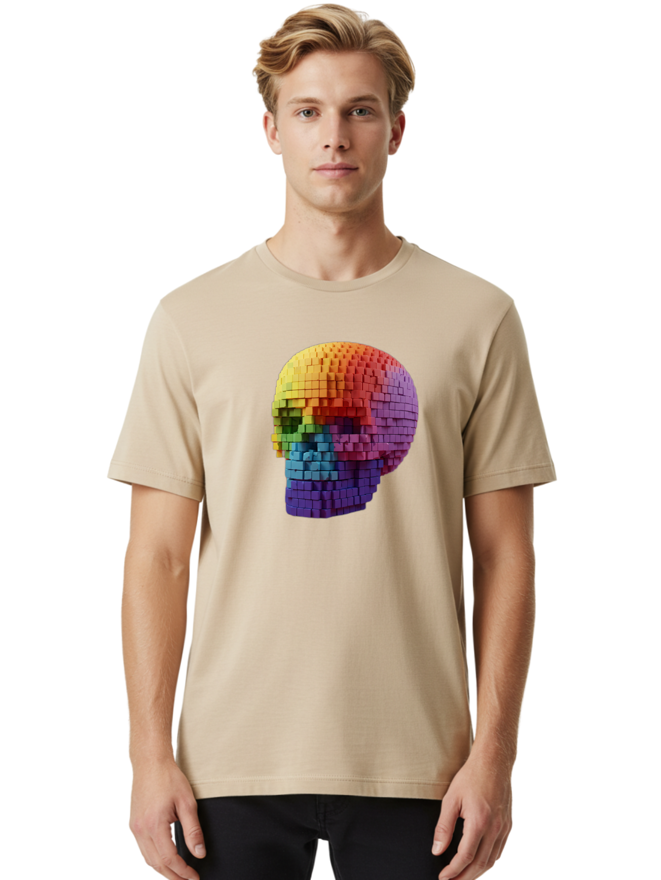 Rainbow-Skull-3 Men'S Graphic Tee, 100% Cotton, Comfortable Casual Summer Wear, Machine Washable, Vintage Camera, Old Camera, Antique Camera, Black Camera, Classic Photography, Photography Equipment, Nostalgic Device, Film Camera, Camera Art Bap904 6