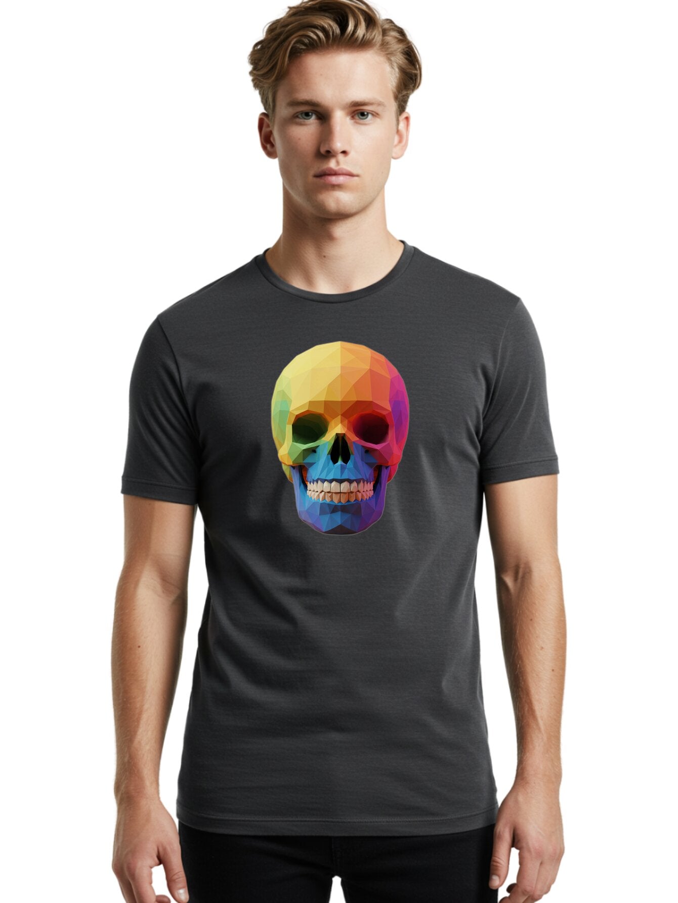 Rainbow-Skull-4 Men'S Graphic Tee, 100% Cotton, Comfortable Casual Summer Wear, Machine Washable, Vintage Camera, Old Camera, Antique Camera, Black Camera, Classic Photography, Photography Equipment, Nostalgic Device, Film Camera, Camera Art Bap905 22