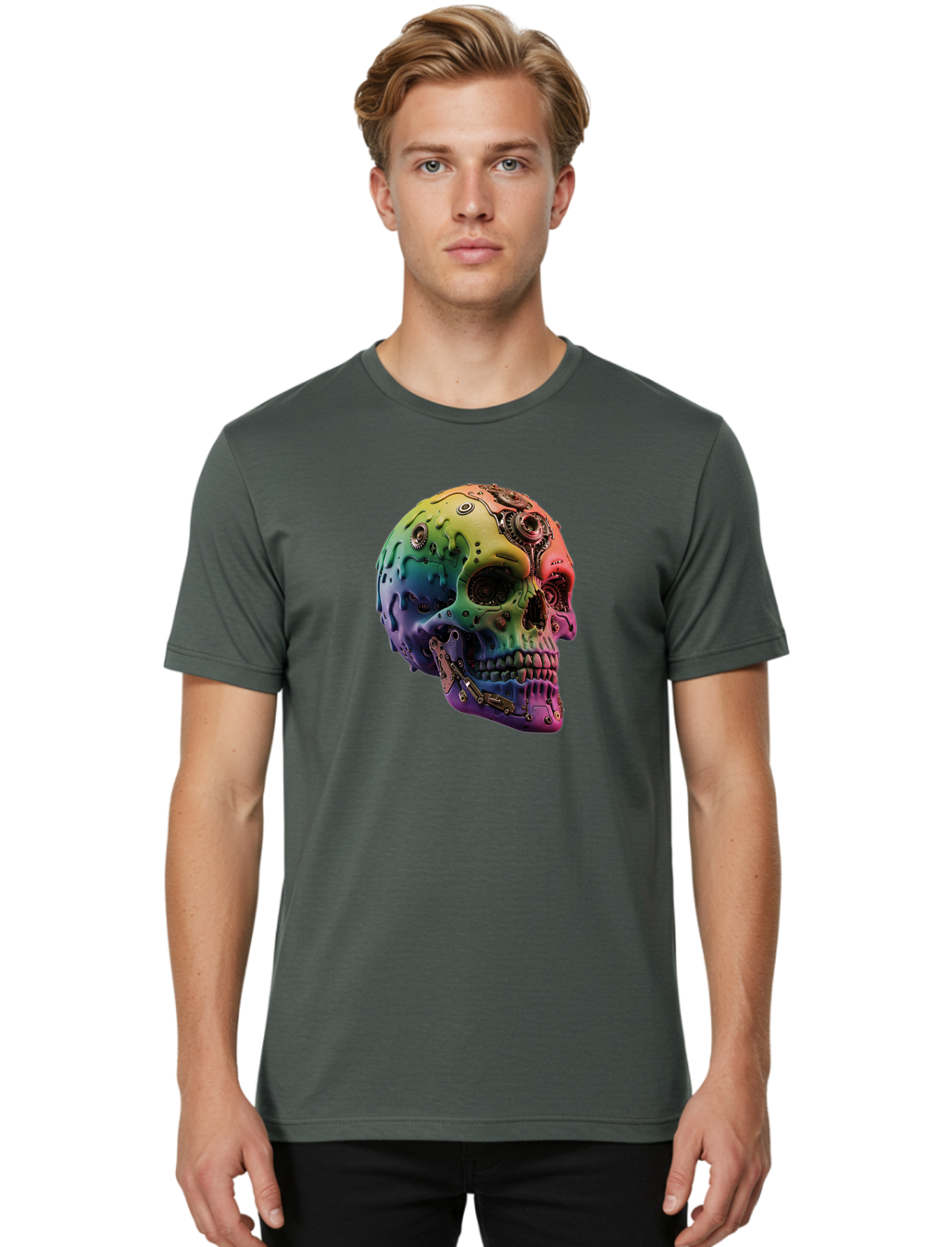 Rainbow-Skull-5 Men'S Graphic Tee, 100% Cotton, Comfortable Casual Summer Wear, Machine Washable, Vintage Camera, Old Camera, Antique Camera, Black Camera, Classic Photography, Photography Equipment, Nostalgic Device, Film Camera, Camera Art Bap906 29