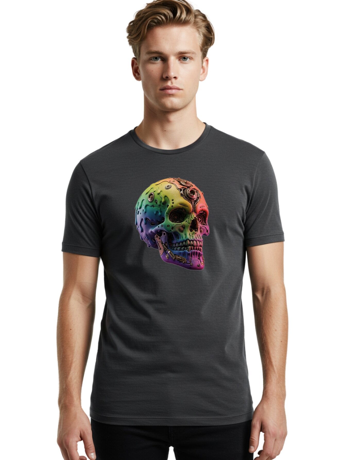 Rainbow-Skull-5 Men'S Graphic Tee, 100% Cotton, Comfortable Casual Summer Wear, Machine Washable, Vintage Camera, Old Camera, Antique Camera, Black Camera, Classic Photography, Photography Equipment, Nostalgic Device, Film Camera, Camera Art Bap906 29