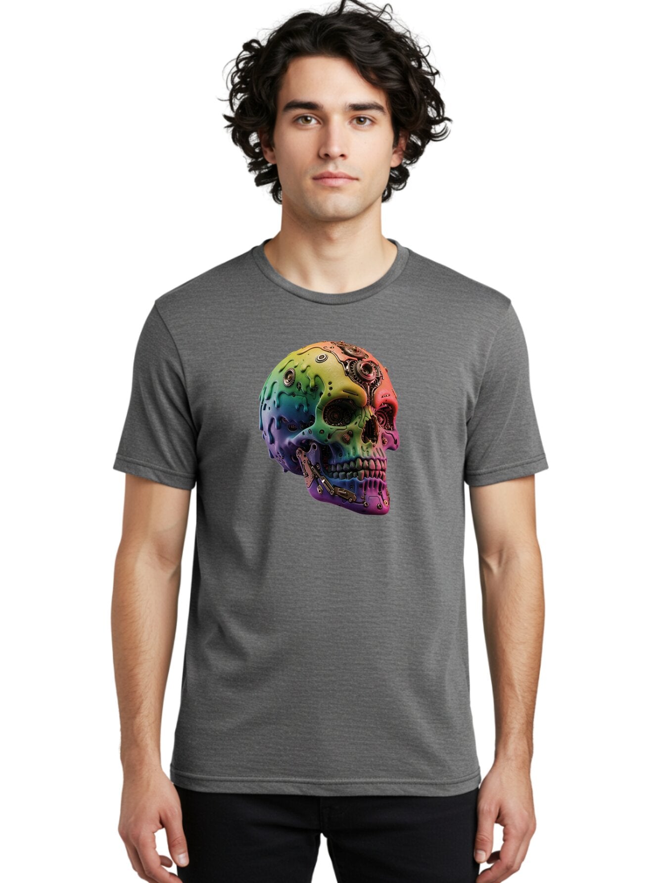 Rainbow-Skull-5 Men'S Graphic Tee, 100% Cotton, Comfortable Casual Summer Wear, Machine Washable, Vintage Camera, Old Camera, Antique Camera, Black Camera, Classic Photography, Photography Equipment, Nostalgic Device, Film Camera, Camera Art Bap906 18
