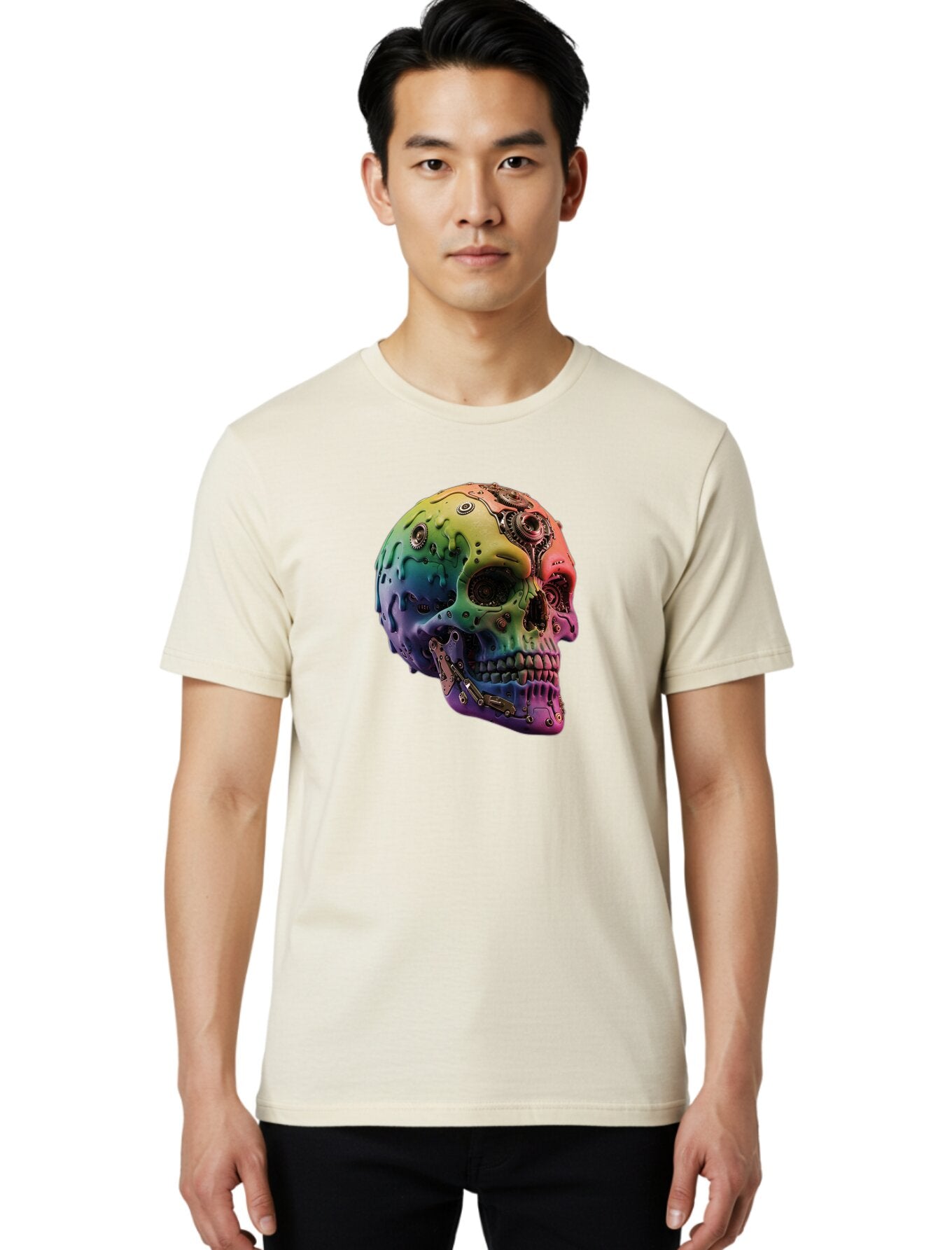 Rainbow-Skull-5 Men'S Graphic Tee, 100% Cotton, Comfortable Casual Summer Wear, Machine Washable, Vintage Camera, Old Camera, Antique Camera, Black Camera, Classic Photography, Photography Equipment, Nostalgic Device, Film Camera, Camera Art Bap906 30
