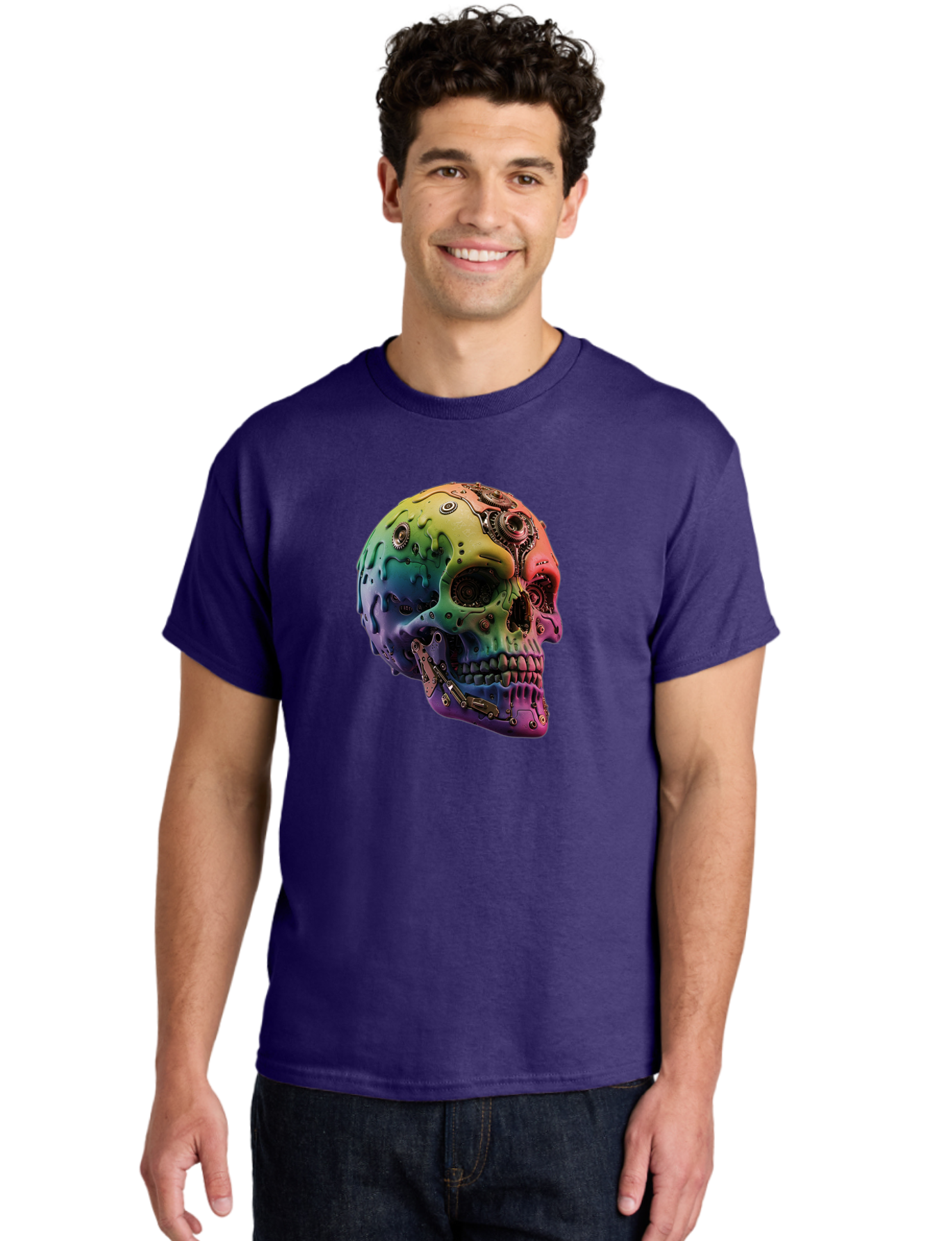 Rainbow-Skull-5 Men'S Graphic Tee, 100% Cotton, Comfortable Casual Summer Wear, Machine Washable, Vintage Camera, Old Camera, Antique Camera, Black Camera, Classic Photography, Photography Equipment, Nostalgic Device, Film Camera, Camera Art Bap906 19
