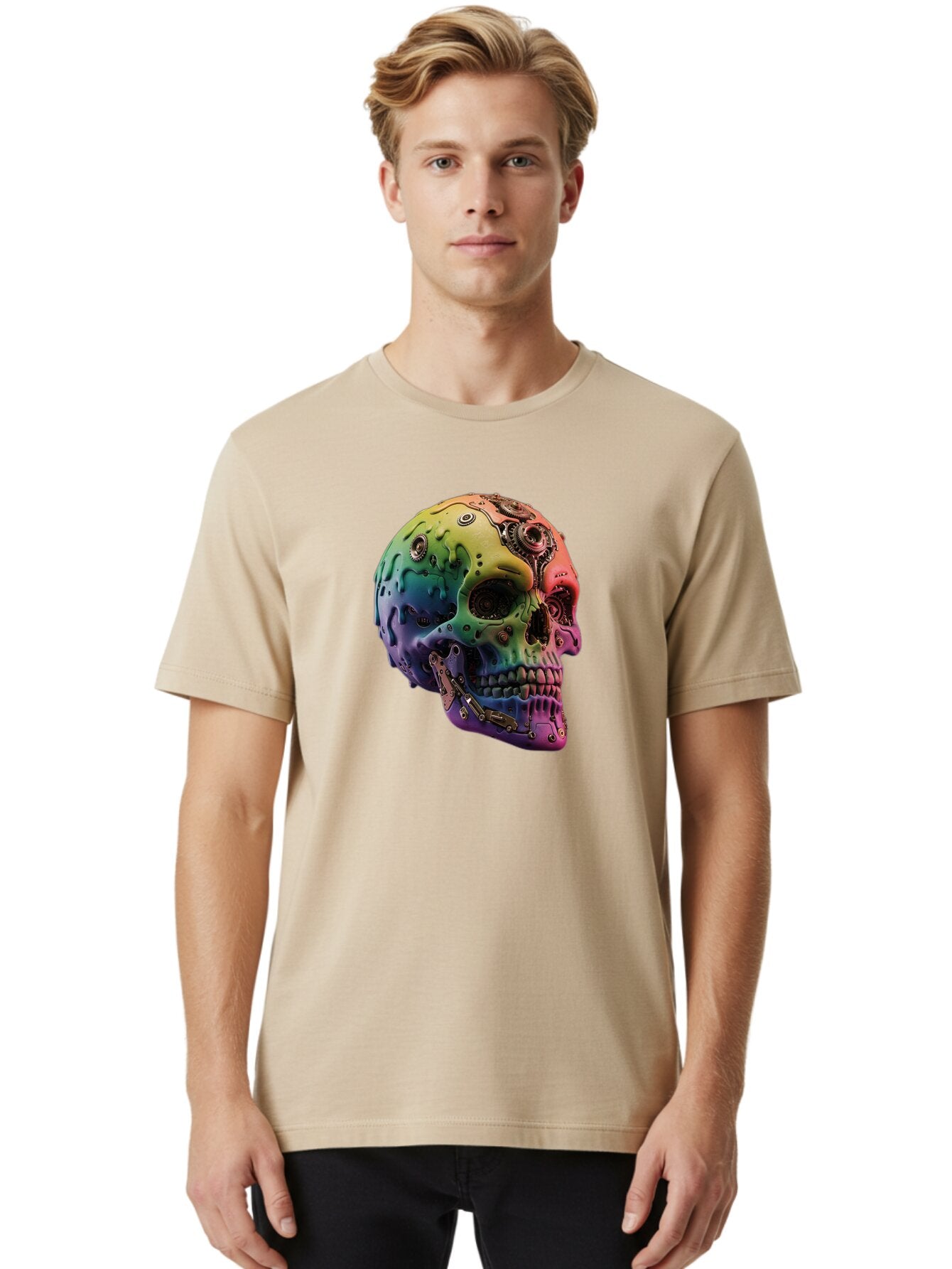 Rainbow-Skull-5 Men'S Graphic Tee, 100% Cotton, Comfortable Casual Summer Wear, Machine Washable, Vintage Camera, Old Camera, Antique Camera, Black Camera, Classic Photography, Photography Equipment, Nostalgic Device, Film Camera, Camera Art Bap906 27