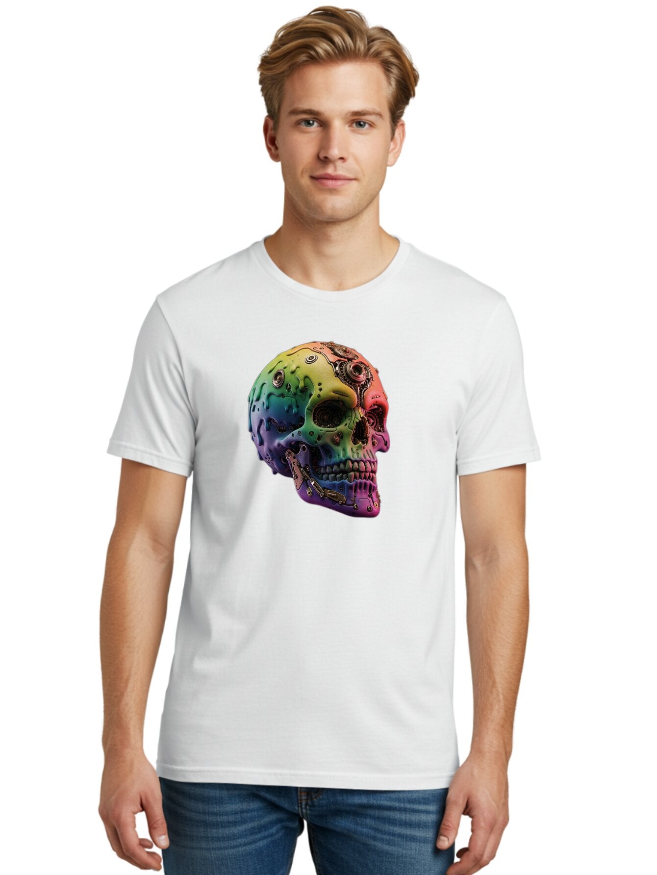 Rainbow-Skull-5 Men'S Graphic Tee, 100% Cotton, Comfortable Casual Summer Wear, Machine Washable, Vintage Camera, Old Camera, Antique Camera, Black Camera, Classic Photography, Photography Equipment, Nostalgic Device, Film Camera, Camera Art Bap906 19