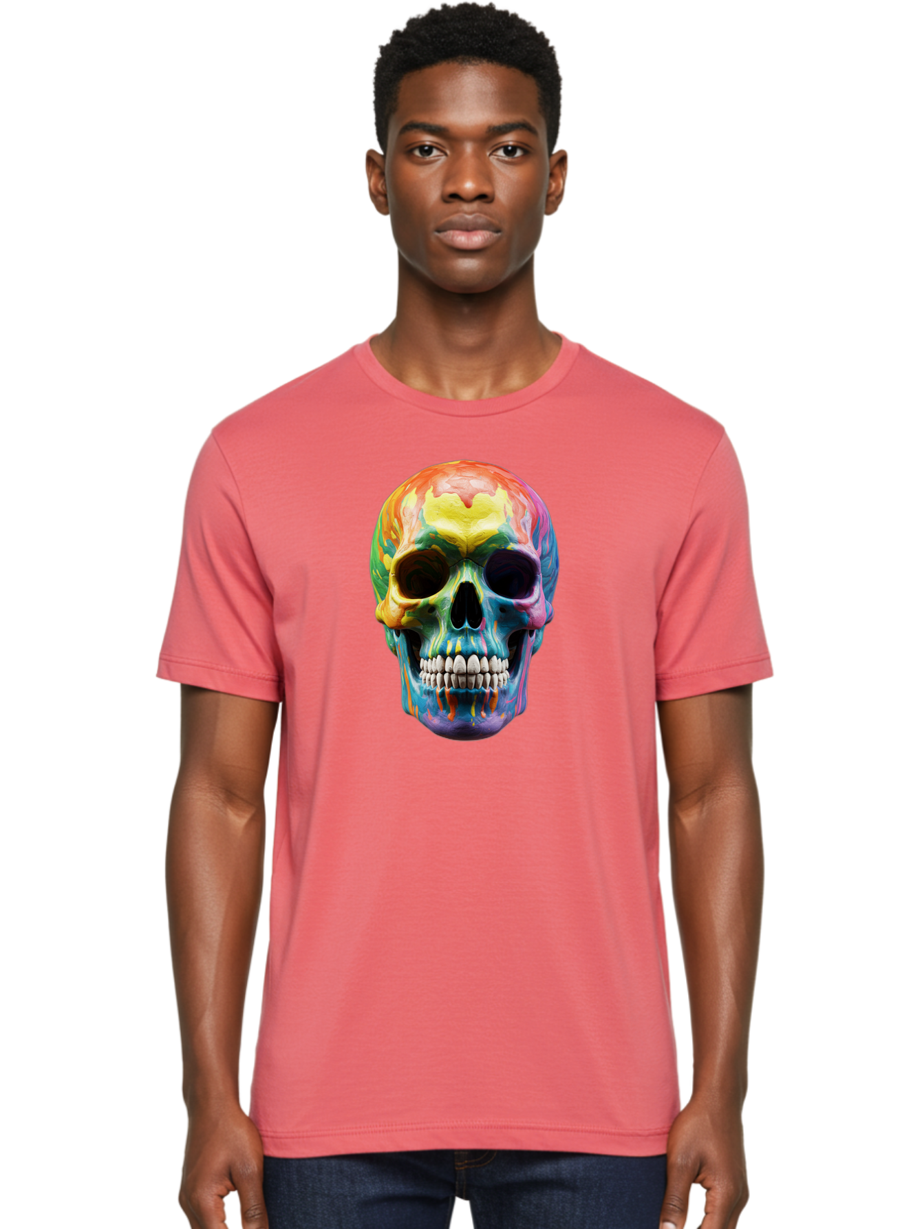 Rainbow-Skull-6 Men'S Graphic Tee, 100% Cotton, Comfortable Casual Summer Wear, Machine Washable, Vintage Camera, Old Camera, Antique Camera, Black Camera, Classic Photography, Photography Equipment, Nostalgic Device, Film Camera, Camera Art Bap907 24
