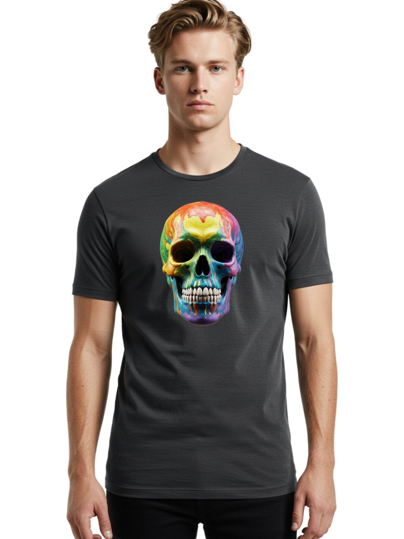 Rainbow-Skull-6 Men'S Graphic Tee, 100% Cotton, Comfortable Casual Summer Wear, Machine Washable, Vintage Camera, Old Camera, Antique Camera, Black Camera, Classic Photography, Photography Equipment, Nostalgic Device, Film Camera, Camera Art Bap907 21