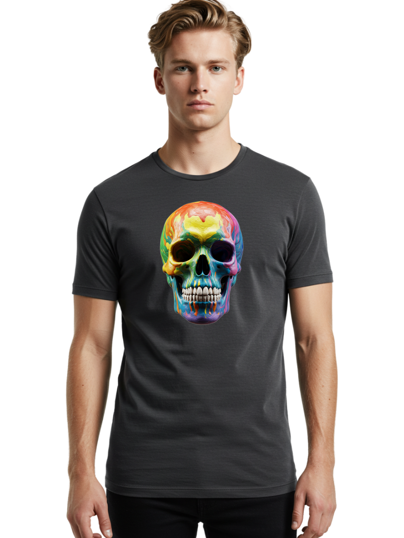 Rainbow-Skull-6 Men'S Graphic Tee, 100% Cotton, Comfortable Casual Summer Wear, Machine Washable, Vintage Camera, Old Camera, Antique Camera, Black Camera, Classic Photography, Photography Equipment, Nostalgic Device, Film Camera, Camera Art Bap907 27