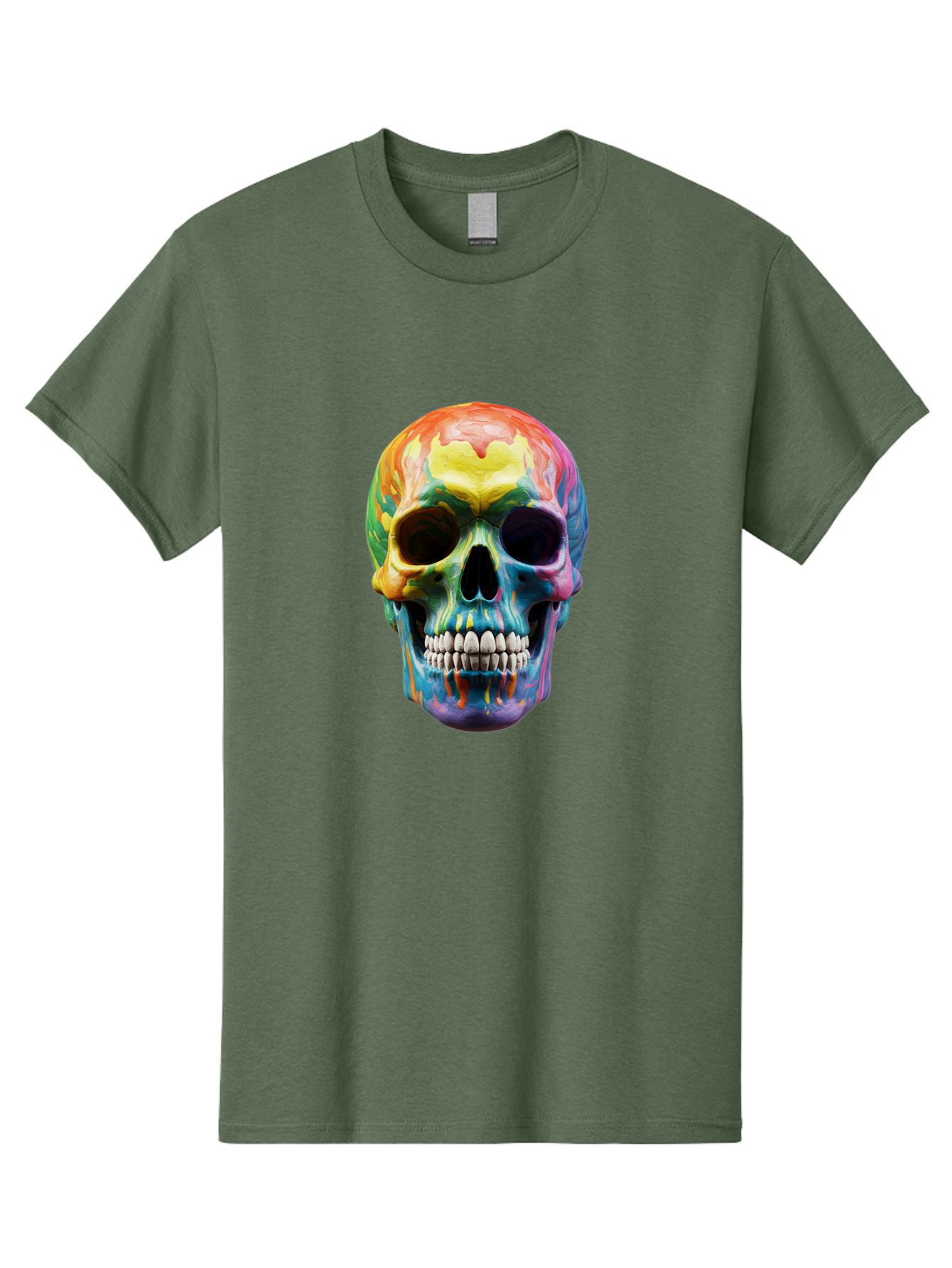 Rainbow-Skull-6 Men'S Graphic Tee, 100% Cotton, Comfortable Casual Summer Wear, Machine Washable, Vintage Camera, Old Camera, Antique Camera, Black Camera, Classic Photography, Photography Equipment, Nostalgic Device, Film Camera, Camera Art Bap907