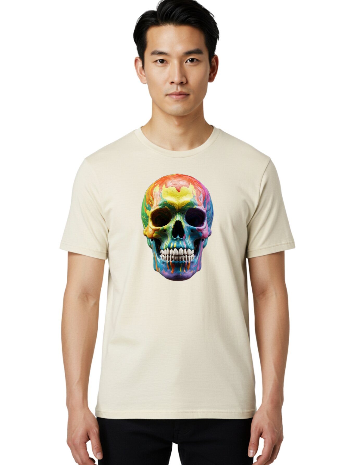Rainbow-Skull-6 Men'S Graphic Tee, 100% Cotton, Comfortable Casual Summer Wear, Machine Washable, Vintage Camera, Old Camera, Antique Camera, Black Camera, Classic Photography, Photography Equipment, Nostalgic Device, Film Camera, Camera Art Bap907 22