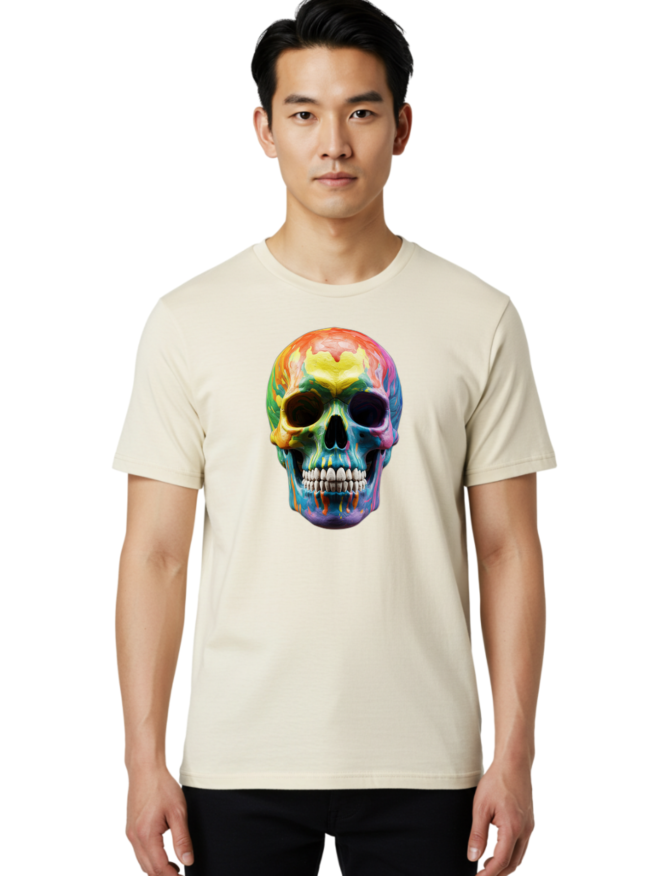 Rainbow-Skull-6 Men'S Graphic Tee, 100% Cotton, Comfortable Casual Summer Wear, Machine Washable, Vintage Camera, Old Camera, Antique Camera, Black Camera, Classic Photography, Photography Equipment, Nostalgic Device, Film Camera, Camera Art Bap907 30