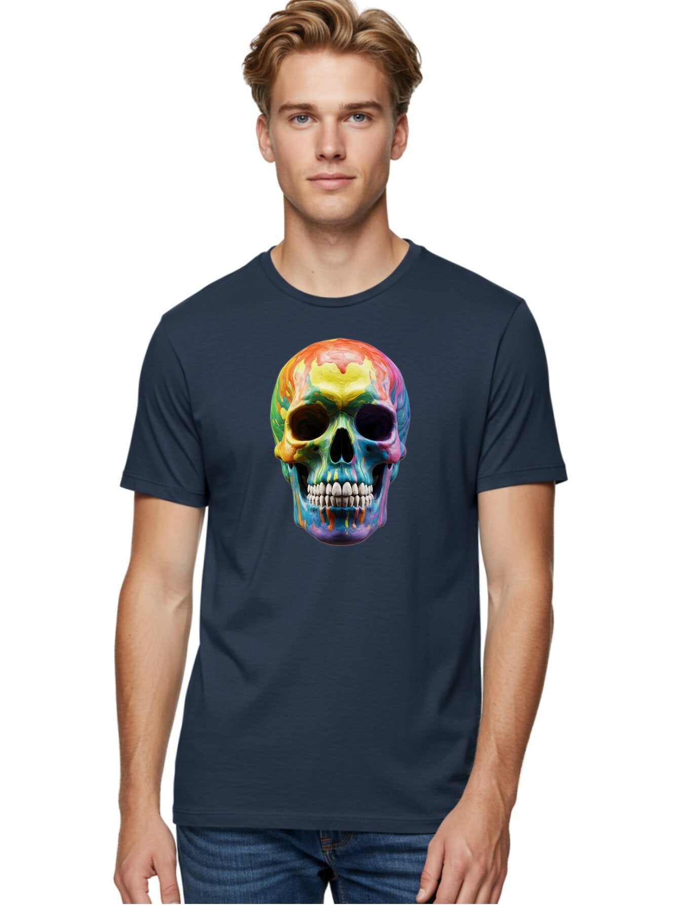 Rainbow-Skull-6 Men'S Graphic Tee, 100% Cotton, Comfortable Casual Summer Wear, Machine Washable, Vintage Camera, Old Camera, Antique Camera, Black Camera, Classic Photography, Photography Equipment, Nostalgic Device, Film Camera, Camera Art Bap907 24
