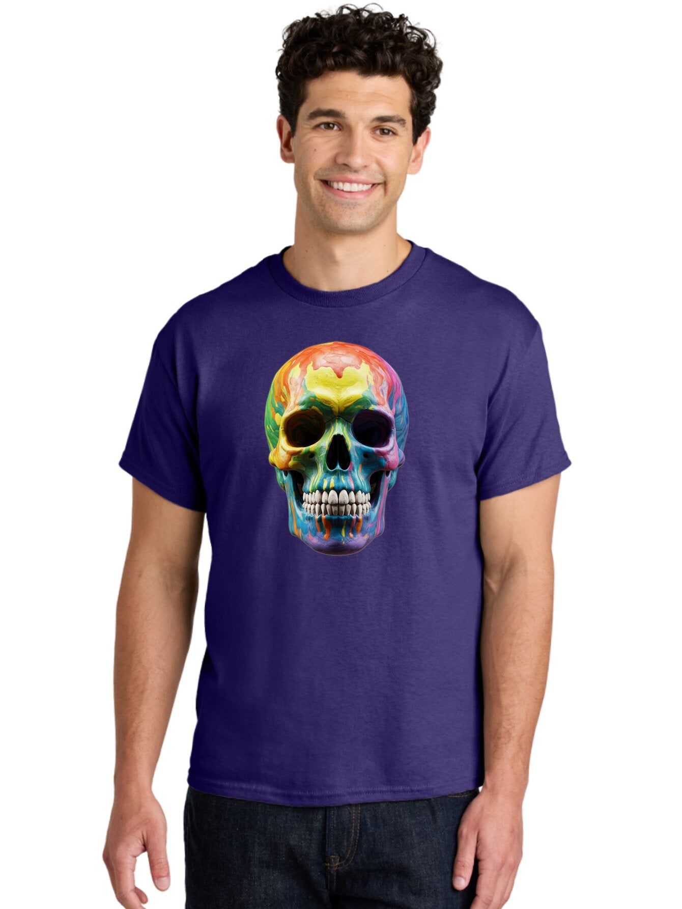 Rainbow-Skull-6 Men'S Graphic Tee, 100% Cotton, Comfortable Casual Summer Wear, Machine Washable, Vintage Camera, Old Camera, Antique Camera, Black Camera, Classic Photography, Photography Equipment, Nostalgic Device, Film Camera, Camera Art Bap907 25