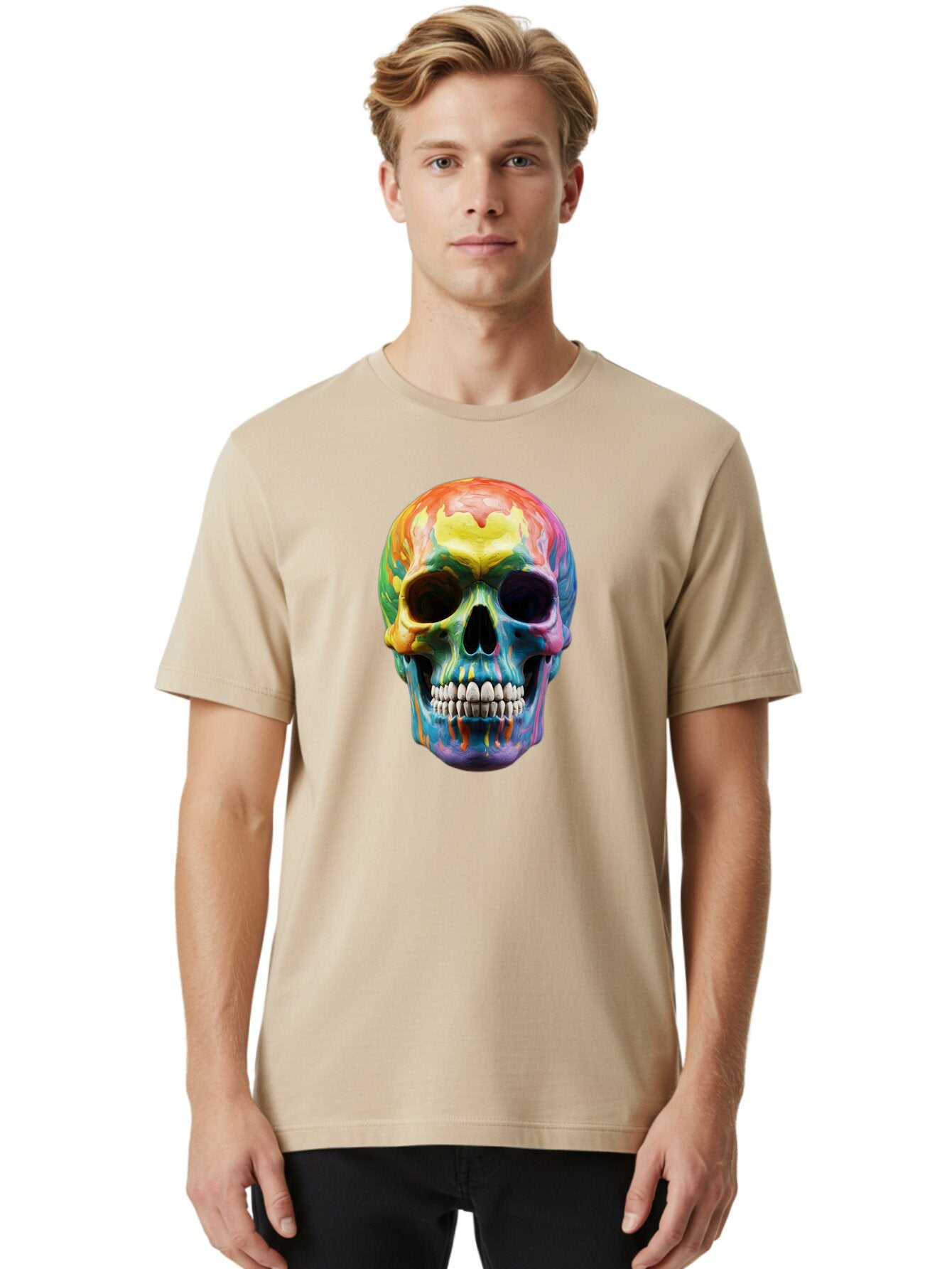 Rainbow-Skull-6 Men'S Graphic Tee, 100% Cotton, Comfortable Casual Summer Wear, Machine Washable, Vintage Camera, Old Camera, Antique Camera, Black Camera, Classic Photography, Photography Equipment, Nostalgic Device, Film Camera, Camera Art Bap907 23