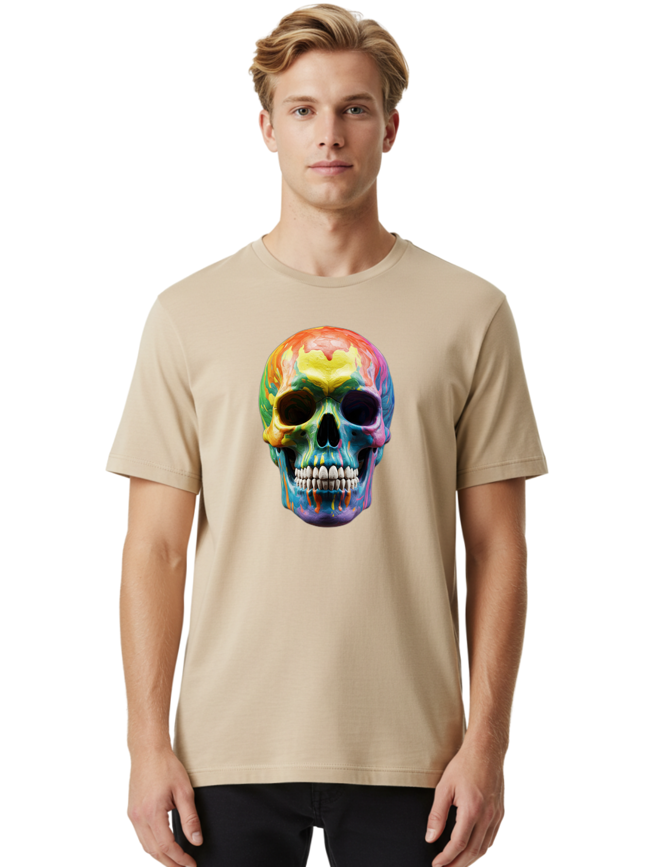 Rainbow-Skull-6 Men'S Graphic Tee, 100% Cotton, Comfortable Casual Summer Wear, Machine Washable, Vintage Camera, Old Camera, Antique Camera, Black Camera, Classic Photography, Photography Equipment, Nostalgic Device, Film Camera, Camera Art Bap907 20