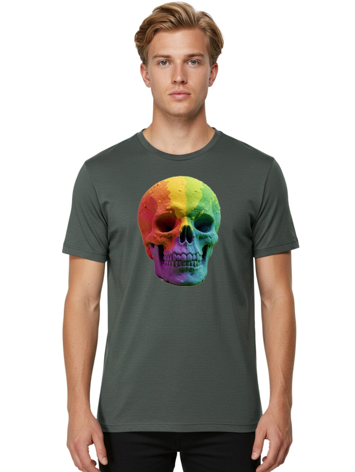 Rainbow-Skull-7 Men'S Graphic Tee, 100% Cotton, Comfortable Casual Summer Wear, Machine Washable, Vintage Camera, Old Camera, Antique Camera, Black Camera, Classic Photography, Photography Equipment, Nostalgic Device, Film Camera, Camera Art Bap908 25