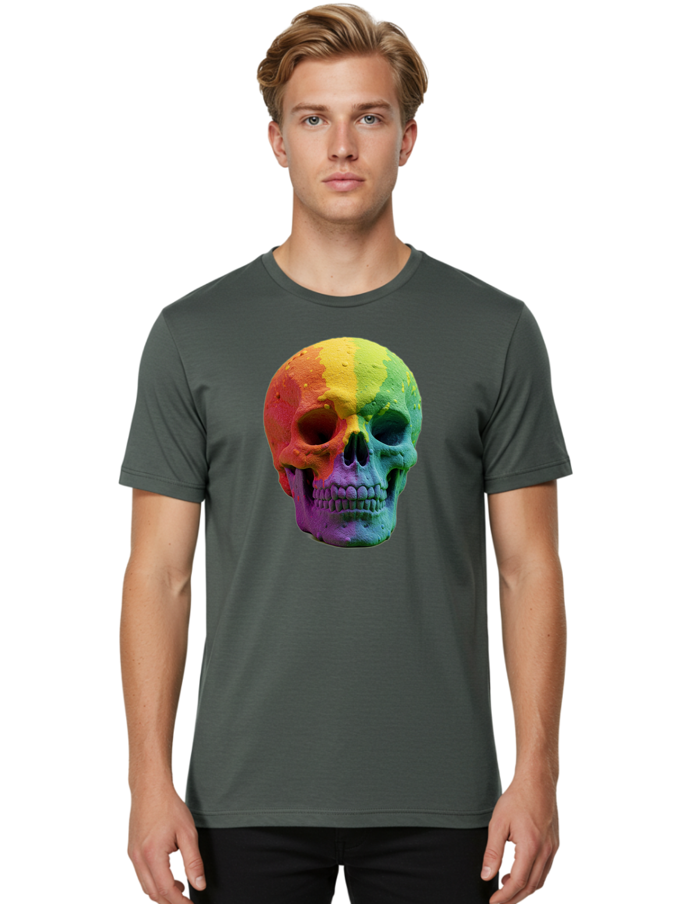 Rainbow-Skull-7 Men'S Graphic Tee, 100% Cotton, Comfortable Casual Summer Wear, Machine Washable, Vintage Camera, Old Camera, Antique Camera, Black Camera, Classic Photography, Photography Equipment, Nostalgic Device, Film Camera, Camera Art Bap908 25