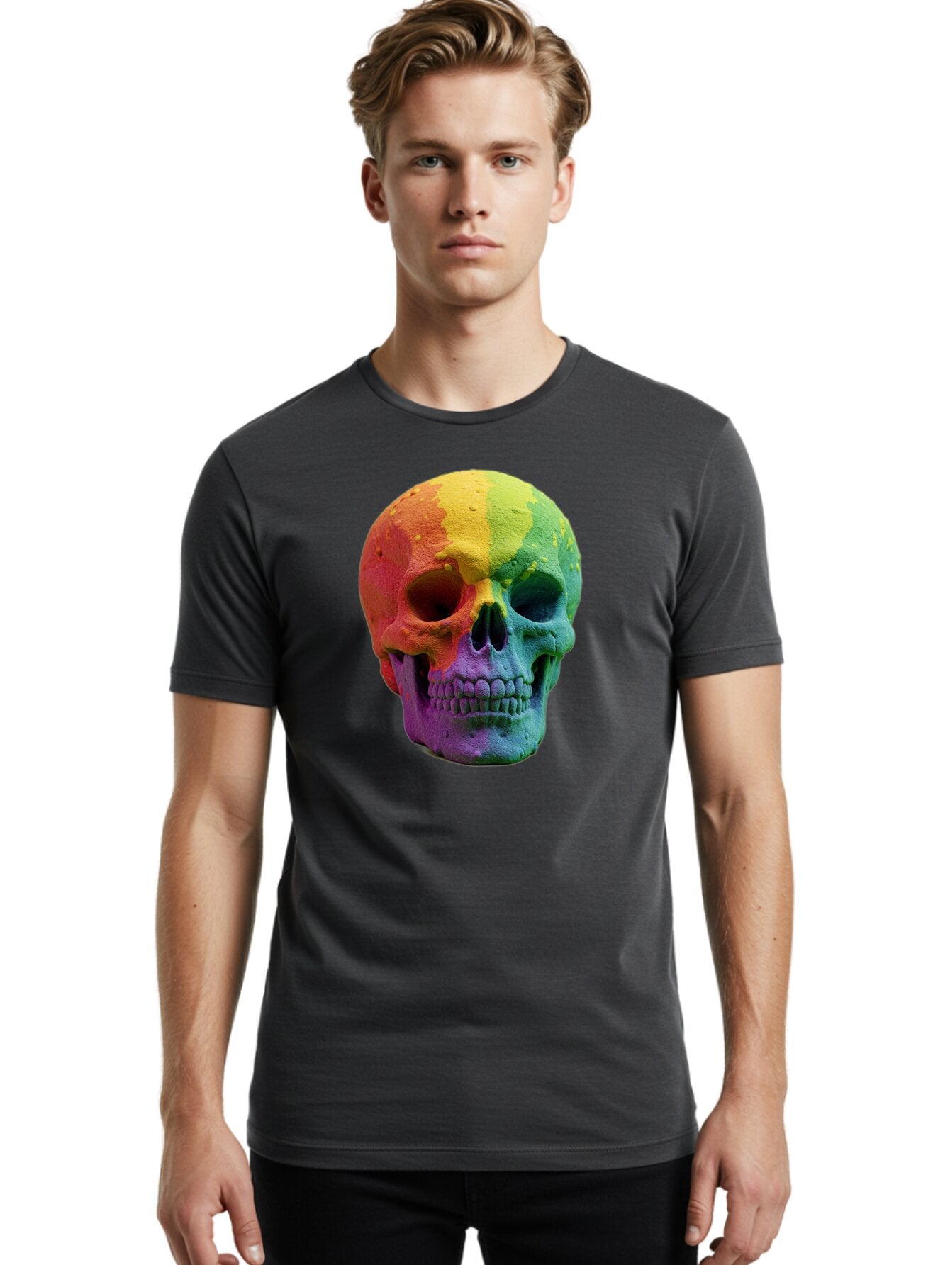 Rainbow-Skull-7 Men'S Graphic Tee, 100% Cotton, Comfortable Casual Summer Wear, Machine Washable, Vintage Camera, Old Camera, Antique Camera, Black Camera, Classic Photography, Photography Equipment, Nostalgic Device, Film Camera, Camera Art Bap908 30