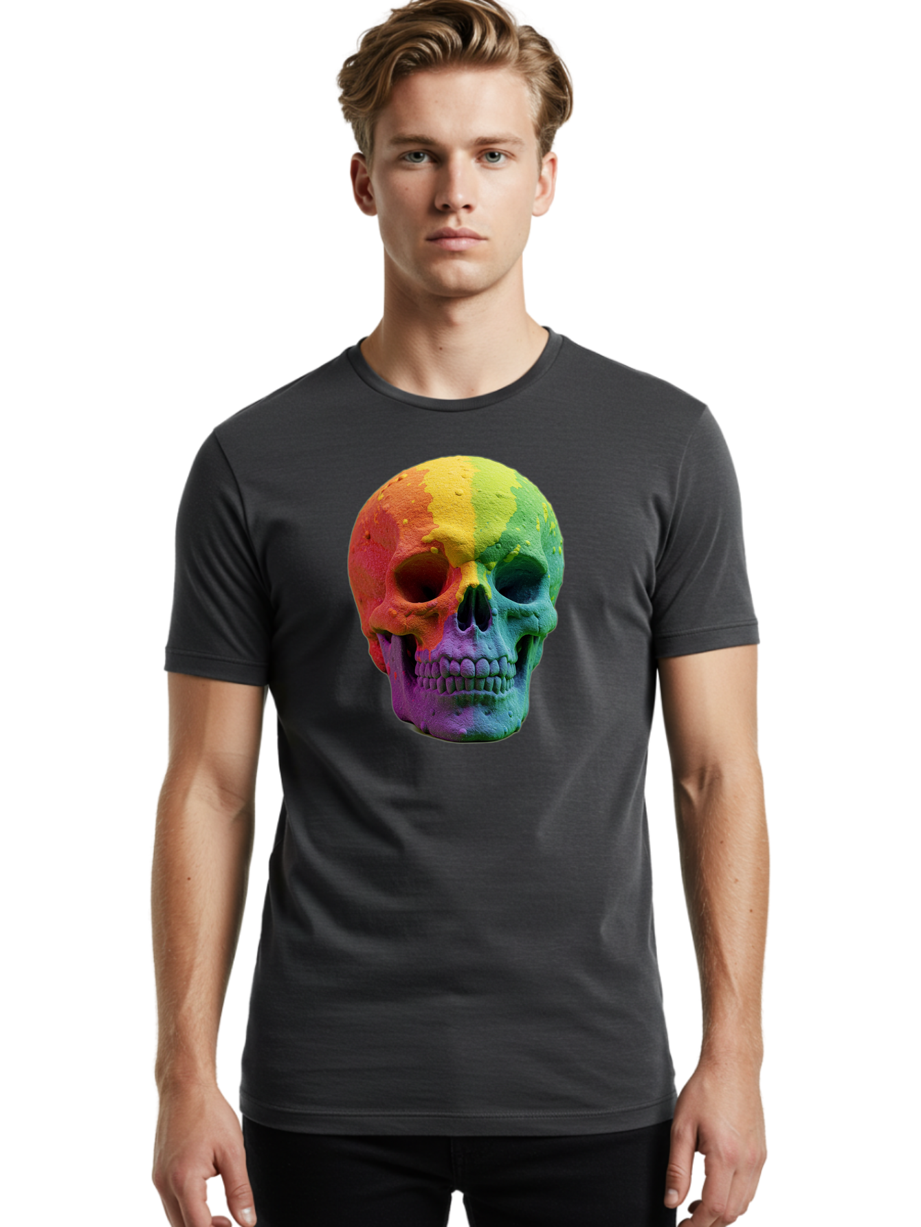 Rainbow-Skull-7 Men'S Graphic Tee, 100% Cotton, Comfortable Casual Summer Wear, Machine Washable, Vintage Camera, Old Camera, Antique Camera, Black Camera, Classic Photography, Photography Equipment, Nostalgic Device, Film Camera, Camera Art Bap908 22