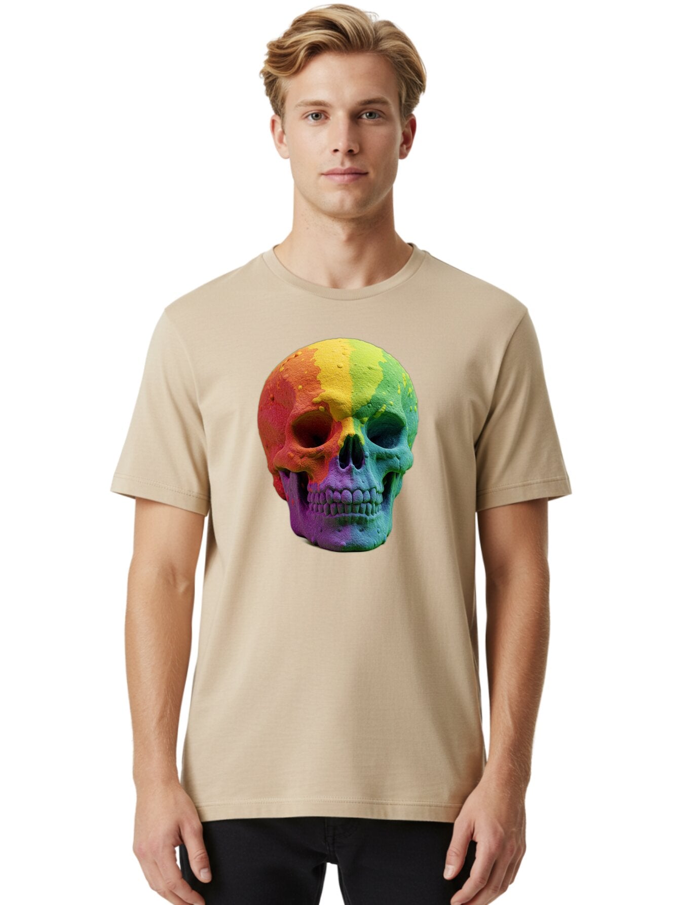 Rainbow-Skull-7 Men'S Graphic Tee, 100% Cotton, Comfortable Casual Summer Wear, Machine Washable, Vintage Camera, Old Camera, Antique Camera, Black Camera, Classic Photography, Photography Equipment, Nostalgic Device, Film Camera, Camera Art Bap908 28