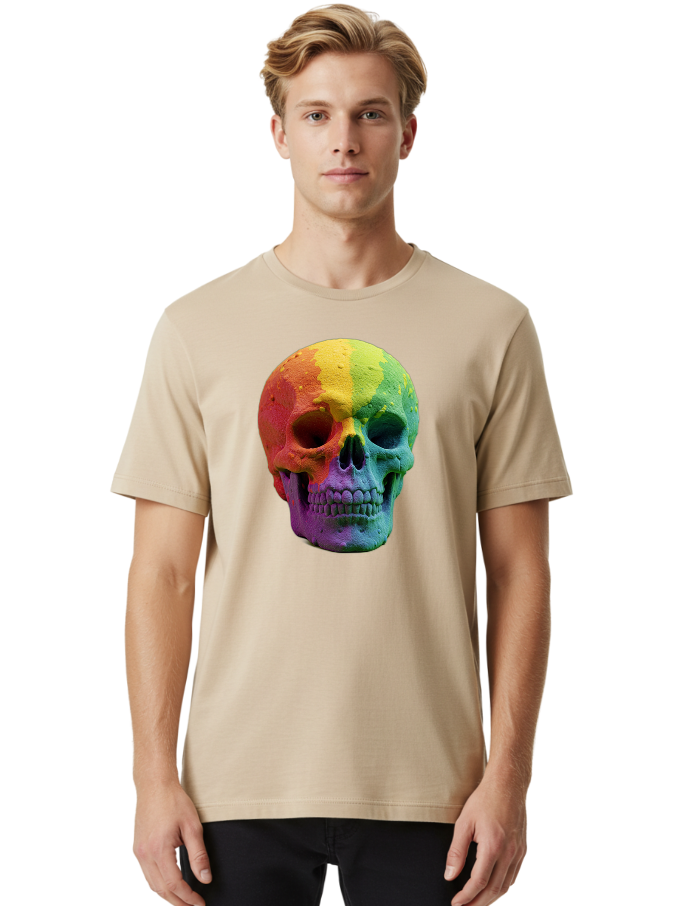 Rainbow-Skull-7 Men'S Graphic Tee, 100% Cotton, Comfortable Casual Summer Wear, Machine Washable, Vintage Camera, Old Camera, Antique Camera, Black Camera, Classic Photography, Photography Equipment, Nostalgic Device, Film Camera, Camera Art Bap908 16