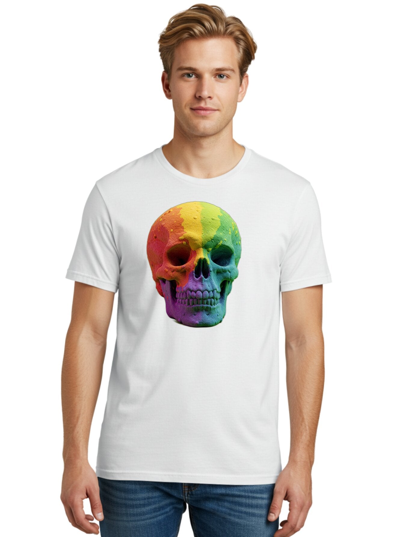 Rainbow-Skull-7 Men'S Graphic Tee, 100% Cotton, Comfortable Casual Summer Wear, Machine Washable, Vintage Camera, Old Camera, Antique Camera, Black Camera, Classic Photography, Photography Equipment, Nostalgic Device, Film Camera, Camera Art Bap908 21
