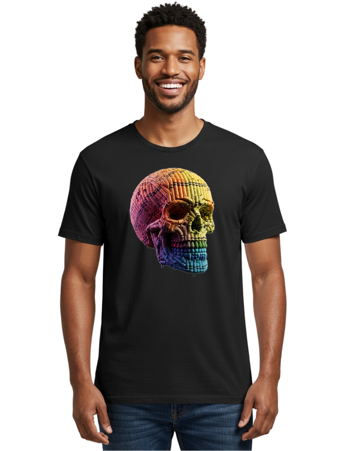 Rainbow-Skull Men'S Graphic Tee, 100% Cotton, Comfortable Casual Summer Wear, Machine Washable, Vintage Camera, Old Camera, Antique Camera, Black Camera, Classic Photography, Photography Equipment, Nostalgic Device, Film Camera, Camera Art Bap909 26