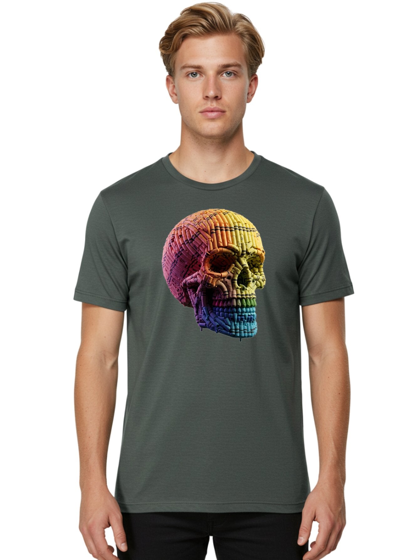 Rainbow-Skull Men'S Graphic Tee, 100% Cotton, Comfortable Casual Summer Wear, Machine Washable, Vintage Camera, Old Camera, Antique Camera, Black Camera, Classic Photography, Photography Equipment, Nostalgic Device, Film Camera, Camera Art Bap909 29