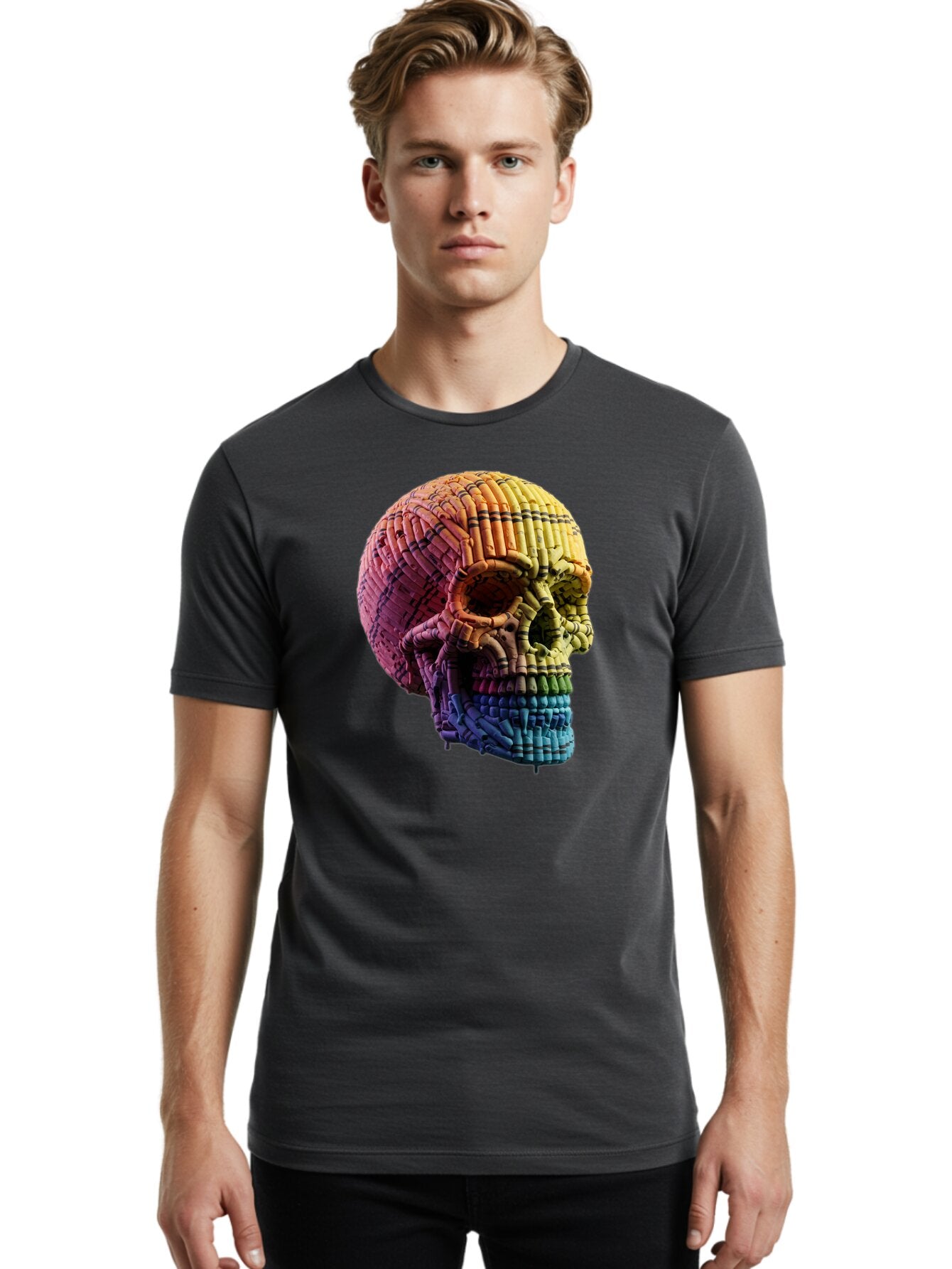 Rainbow-Skull Men'S Graphic Tee, 100% Cotton, Comfortable Casual Summer Wear, Machine Washable, Vintage Camera, Old Camera, Antique Camera, Black Camera, Classic Photography, Photography Equipment, Nostalgic Device, Film Camera, Camera Art Bap909 25